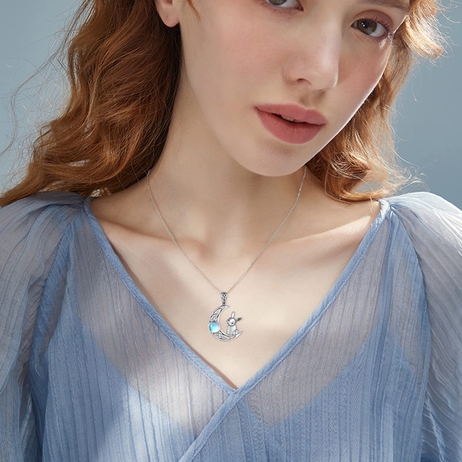 Moonstone Bunny Necklace for Women - 925 Sterling Silver Rabbit Pendant Necklace, Easter Bunny Jewelry Gift for Her - Perfect for Easter Gifts, Birthday Presents & Everyday Wear