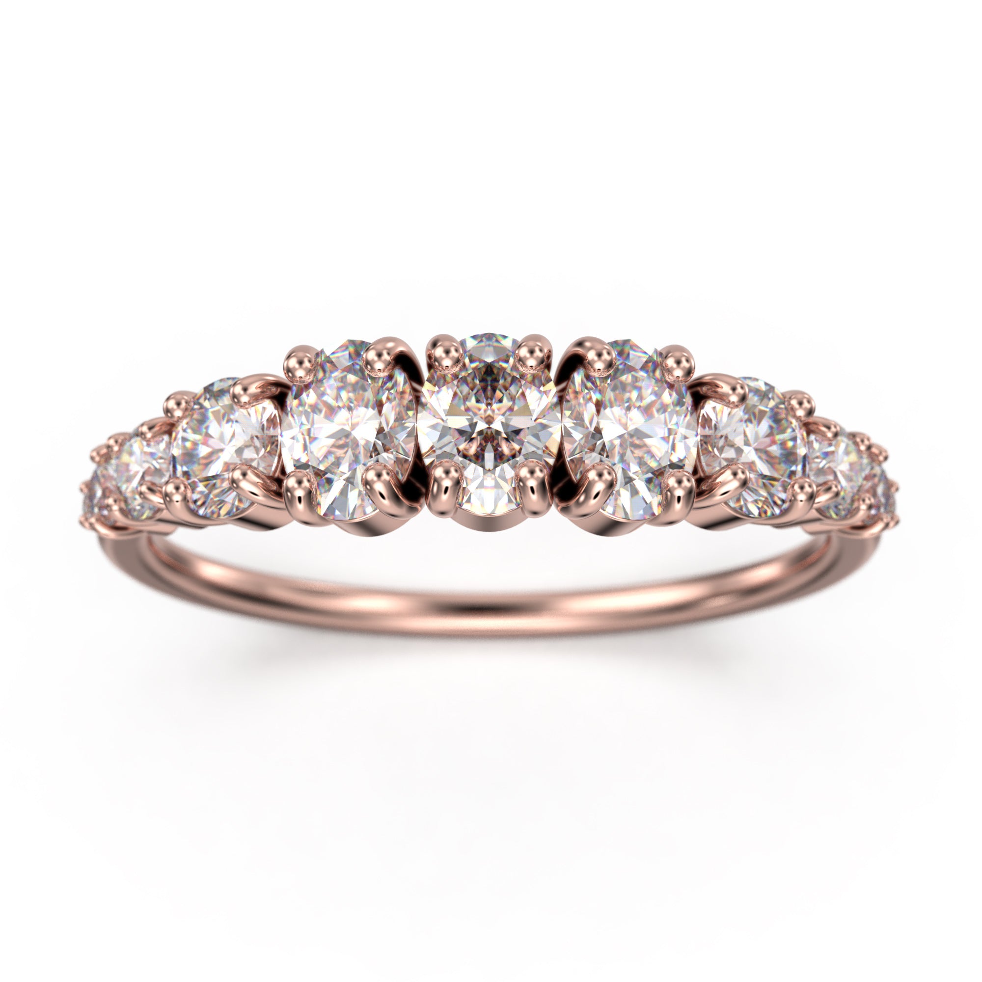 1.49 Ct Oval & Round Moissanite Diamond Ring - 10K/14K/18K Solid Gold Wedding Band for Women - Anniversary Gift, Engagement Ring, Promise Ring for Special Occasions