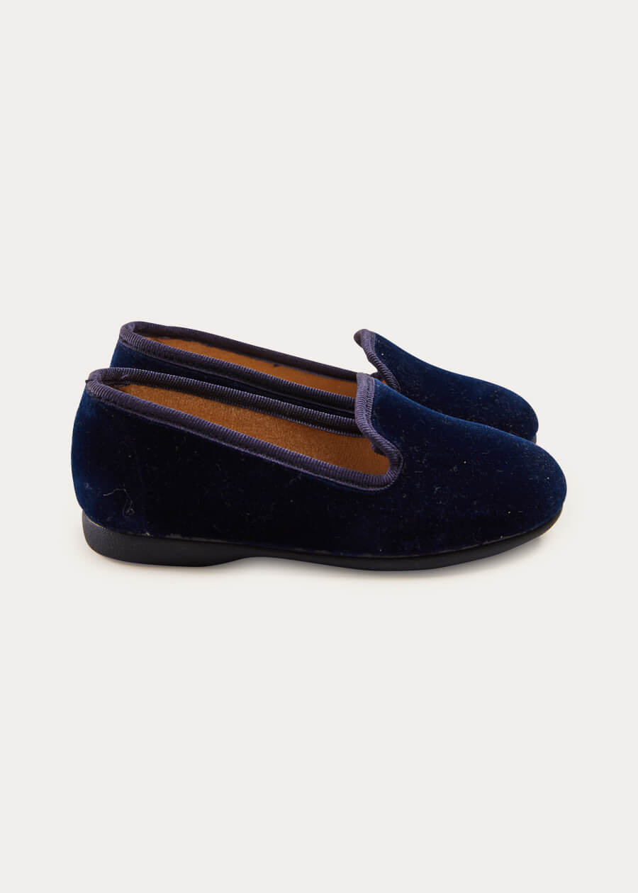 Velvet Slippers for Women - Soft & Comfortable Navy Blue House Shoes (Size 24-34EU) - Perfect for Relaxing at Home, Lounging & Indoor Comfort