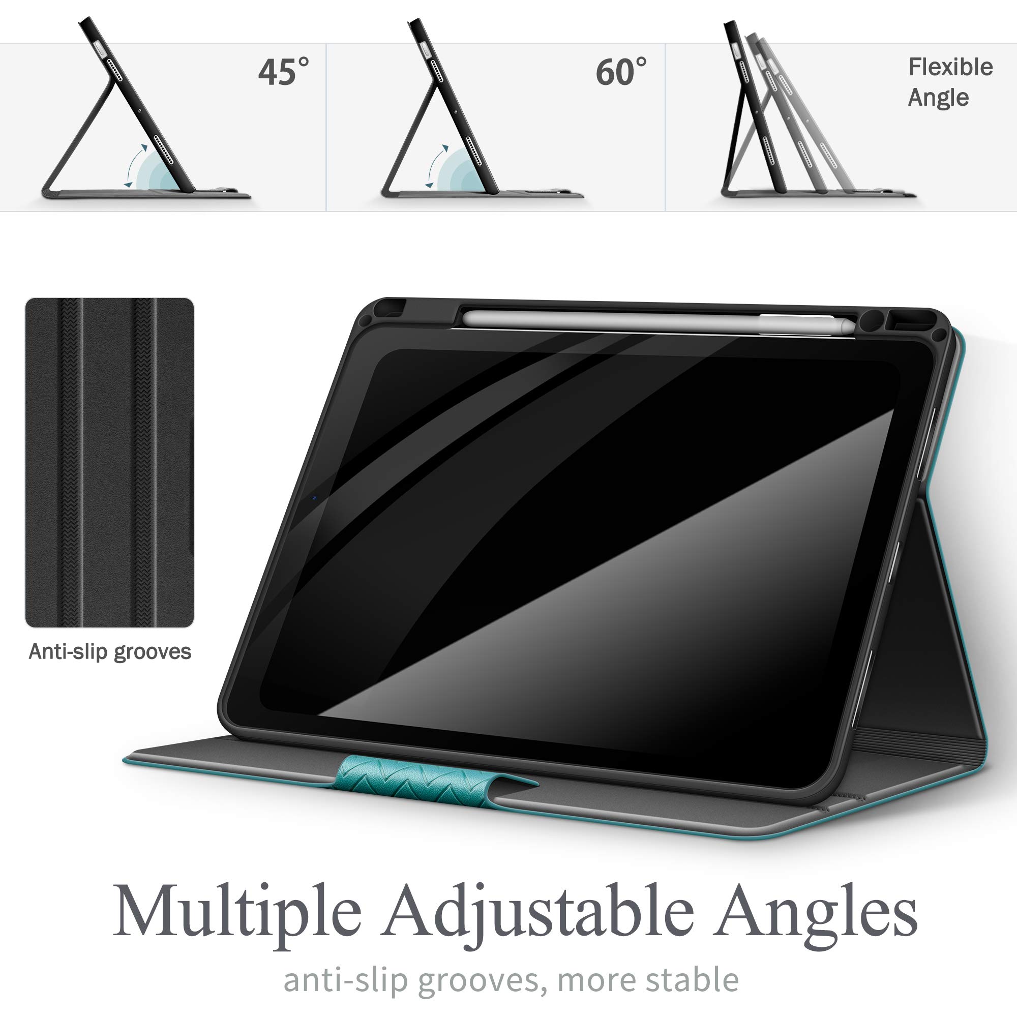 Premium Protective Case for iPad Air 11 Inch M3/M2 (2025/2024) & iPad Air 5th/4th Gen (2022/2020) - Shockproof Cover with Apple Pencil Holder, Auto Sleep/Wake, Adjustable Stand - Perfect for Work, Study & Travel (Green)