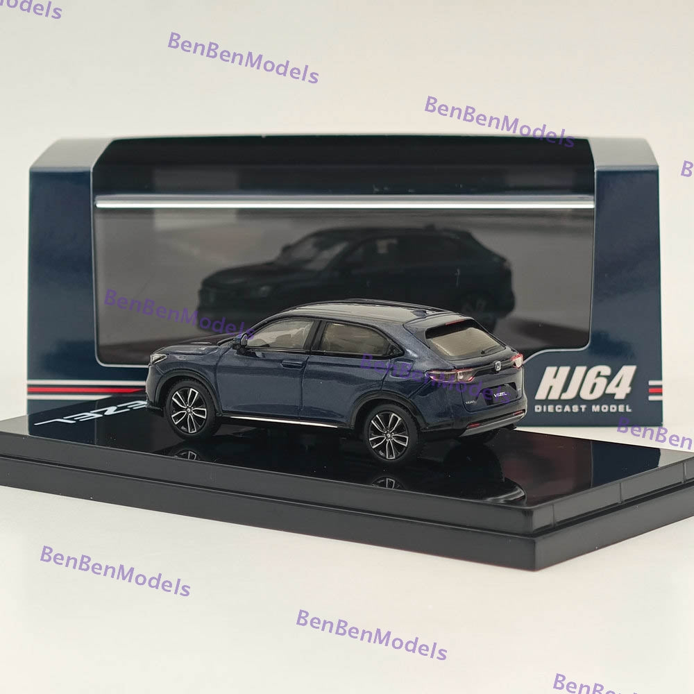 1/64 Scale Hobby Japan VEZEL e: HEV Z Midnight Blue Beam Metallic Diecast Car Model HJ641071ABL - Perfect for Collectors, Display, and Racing Enthusiasts