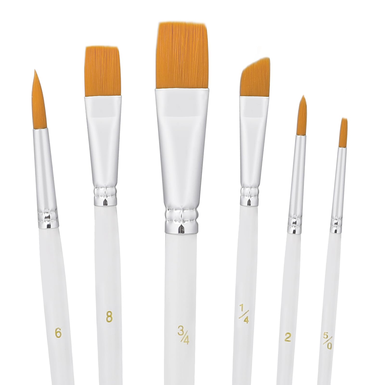 6PCS Cake Decorating Brushes Set - Food Safe Painting Brushes for Dusting Edible Glitter & Color on Cakes, Cookies, Cupcakes - Perfect for Birthday, Wedding & Holiday Baking Decorations (White)