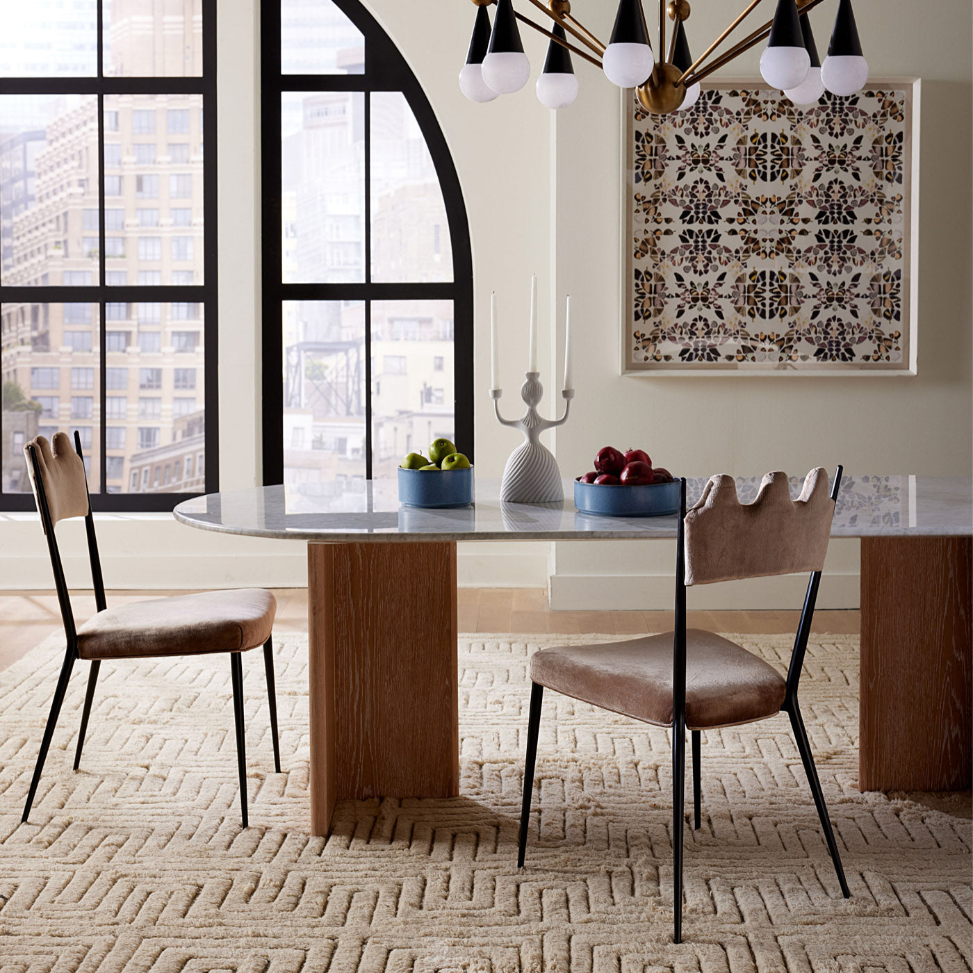 Modern Brussels T-Base Dining Table - Solid Wood Round Kitchen Table for 4 - Perfect for Small Spaces, Breakfast Nook & Apartment Dining