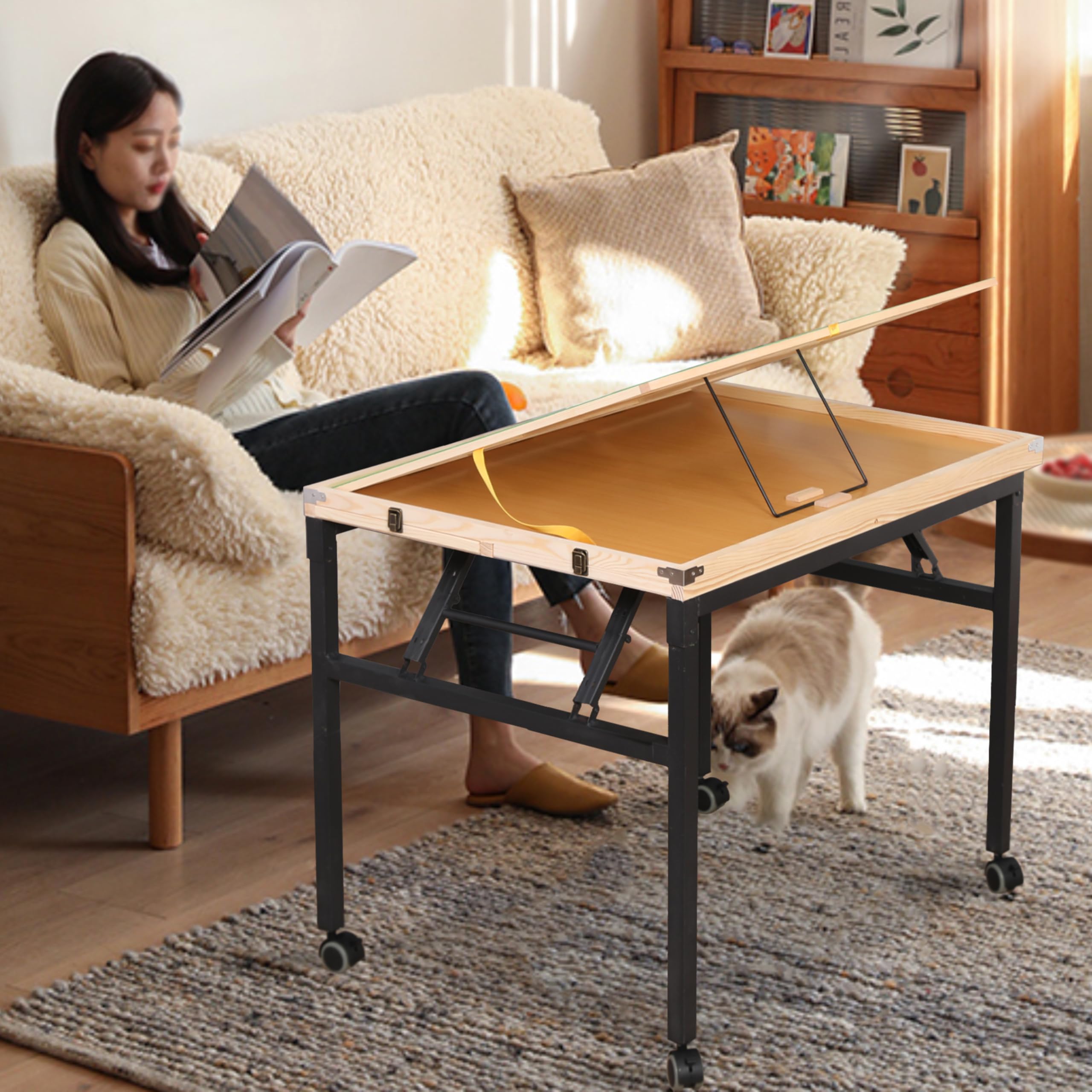 1500-Piece 3-Angle Adjustable Puzzle Table with Storage Drawers - Portable Folding Jigsaw Puzzle Board on Wheels for Adults & Puzzle Enthusiasts - Perfect for Family Game Nights, Craft Rooms & Small Spaces