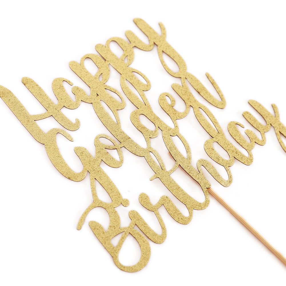Golden Birthday Cake Topper for 10th 18th 21st 25th 30th 35th 40th 45th 50th 60th 70th 80th 90th Birthday Celebrations - Elegant Cake Decorations for 1st Birthday, Milestone Parties & Anniversaries - Perfect for Wedding, Retirement & Special Occasion Cakes