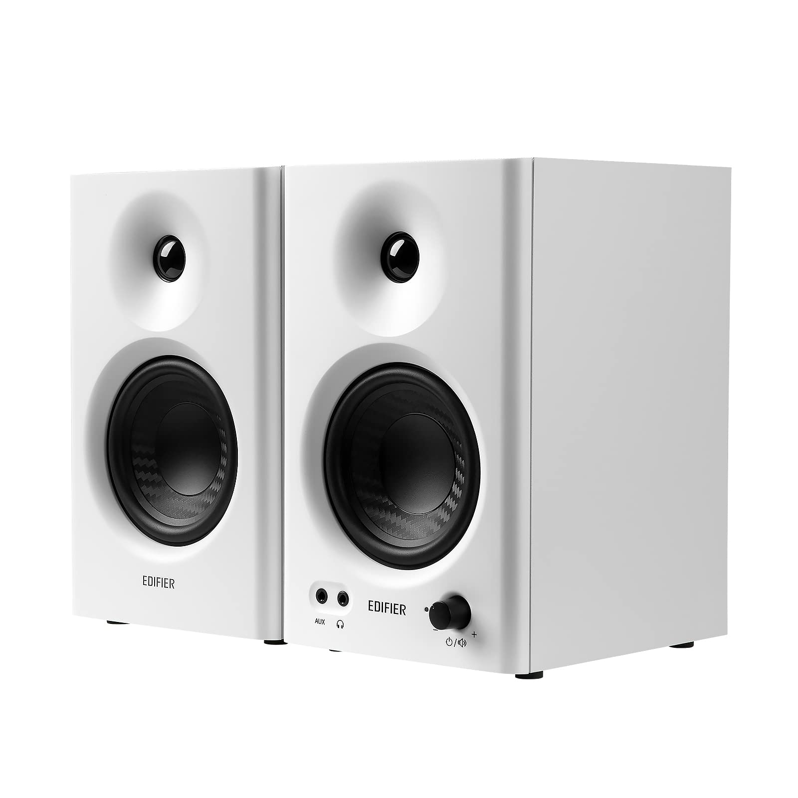Edifier MR4 4-Inch Powered Studio Monitor Speakers - White Pair | Active Near-Field Monitors for Home Recording, Music Production & Gaming Setup