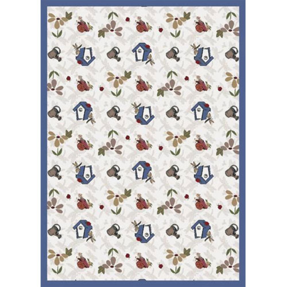 Joy Carpets Kaleidoscope Flower Garden Whimsical Area Rugs - Soft Beige Non-Slip Living Room Rug for Kids Bedroom & Nursery Decor