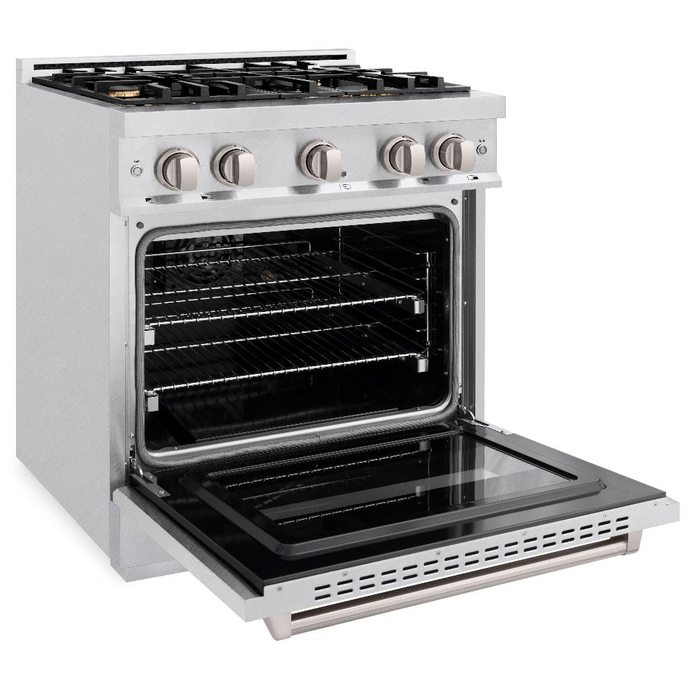 ZLINE 30 Inch 4.2 Cu. Ft. Classic Gas Range with Convection Gas Oven - Satin Stainless Steel, 4 Brass Burners (CGRS BR 30) - Perfect for Modern Kitchens, Home Chefs & Professional Cooking
