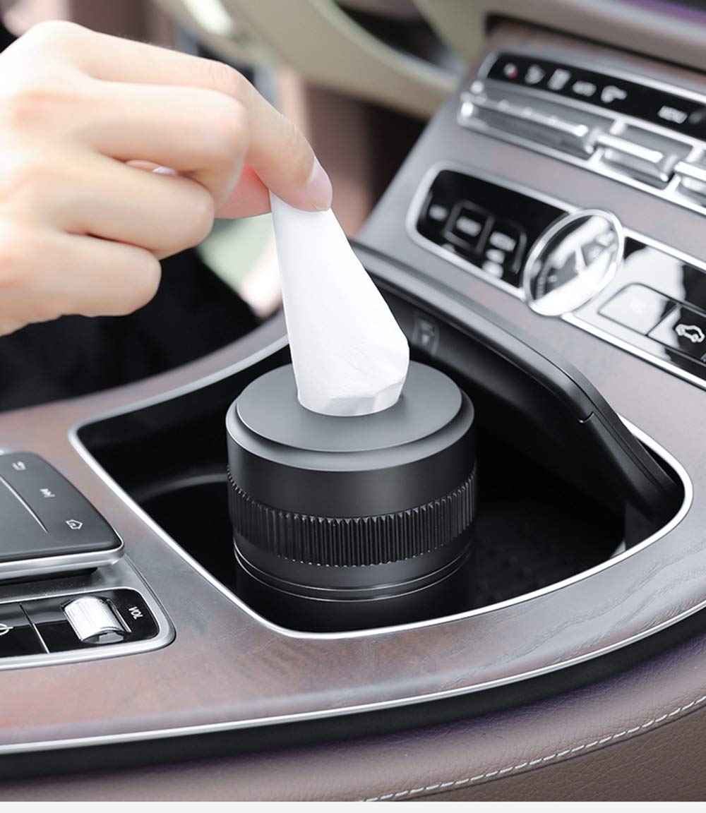 Premium Alloy Car Cup Holder Tissues Box - Detachable & Easy to Clean (5.23