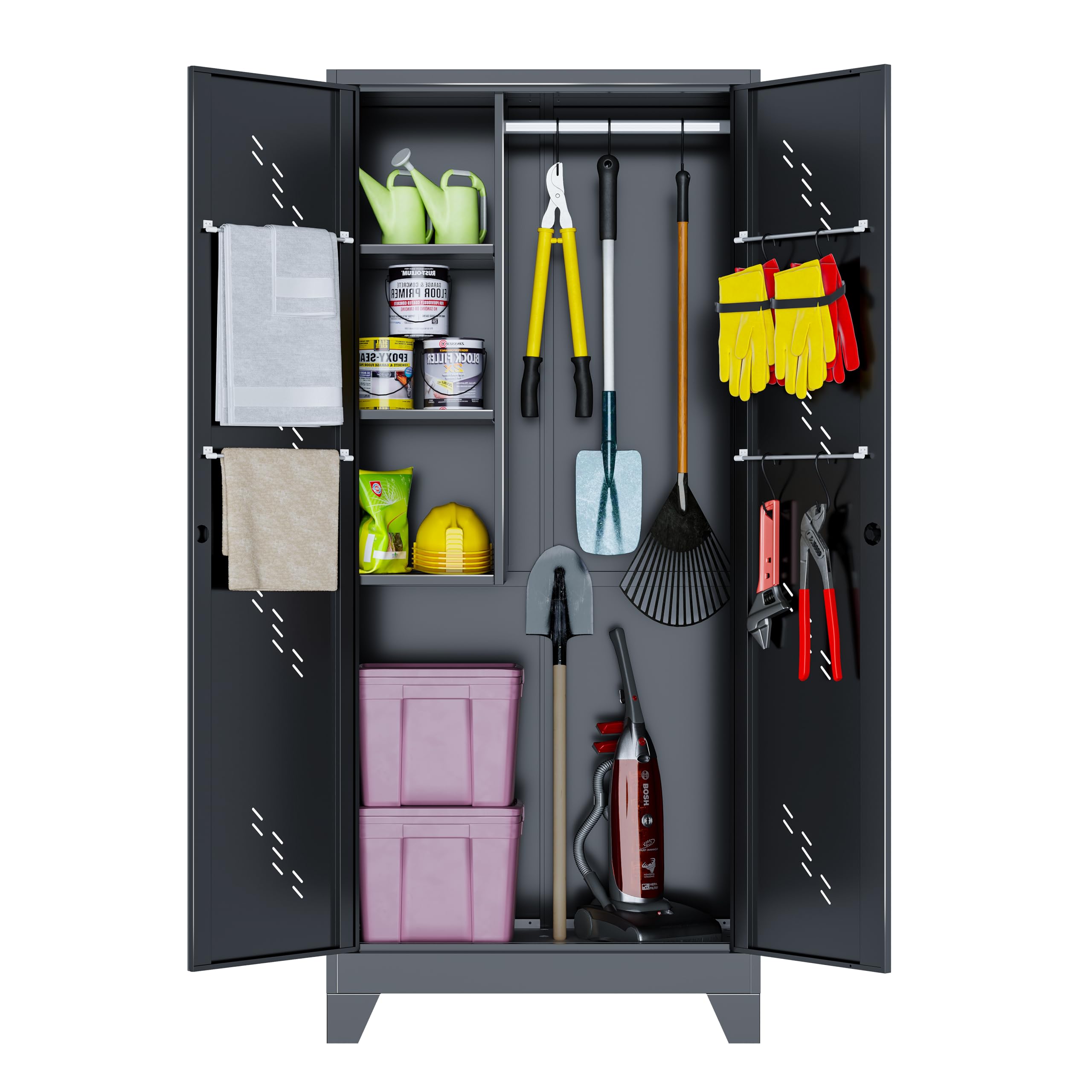 Heavy-Duty Metal Storage Cabinet with Lockable Doors - 75