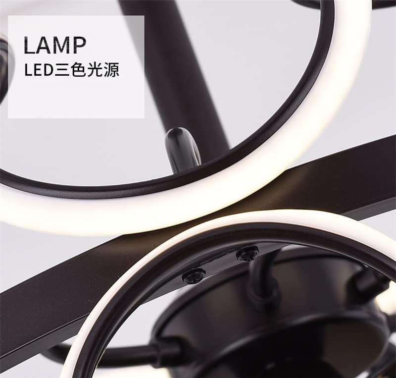 Modern American Style Ceiling Fan with LED Light - Remote Control Metal Chandelier for Living Room, Bedroom & Patio - Energy Efficient Quiet Operation (Style A)