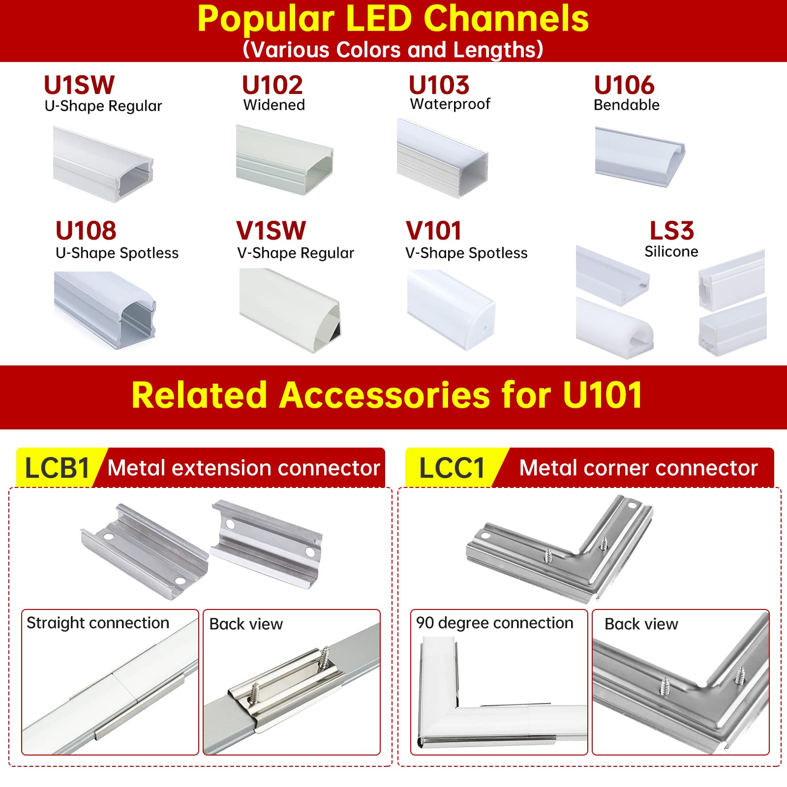 Muzata 10-Pack 6.6FT/2M Deep Aluminum LED Channel System with Milky White Frosted Diffuser for LED Strips up to 12mm - Perfect for Under Cabinet Lighting, Cove Lighting, and Home Decoration (U101 WW)