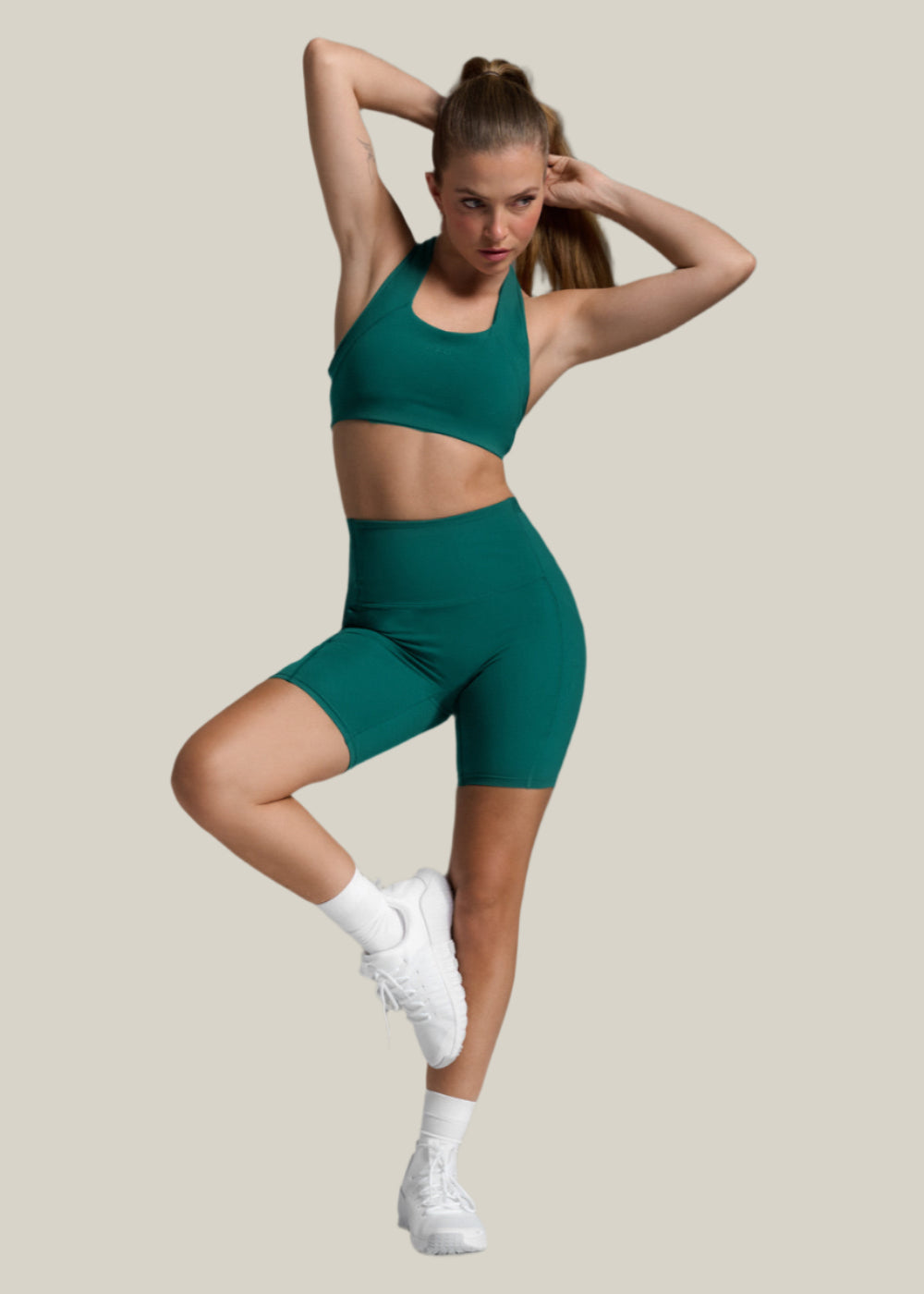 High Rise Bike Shorts for Women - Form Stash Dark Moss - Perfect for Cycling, Workouts & Yoga