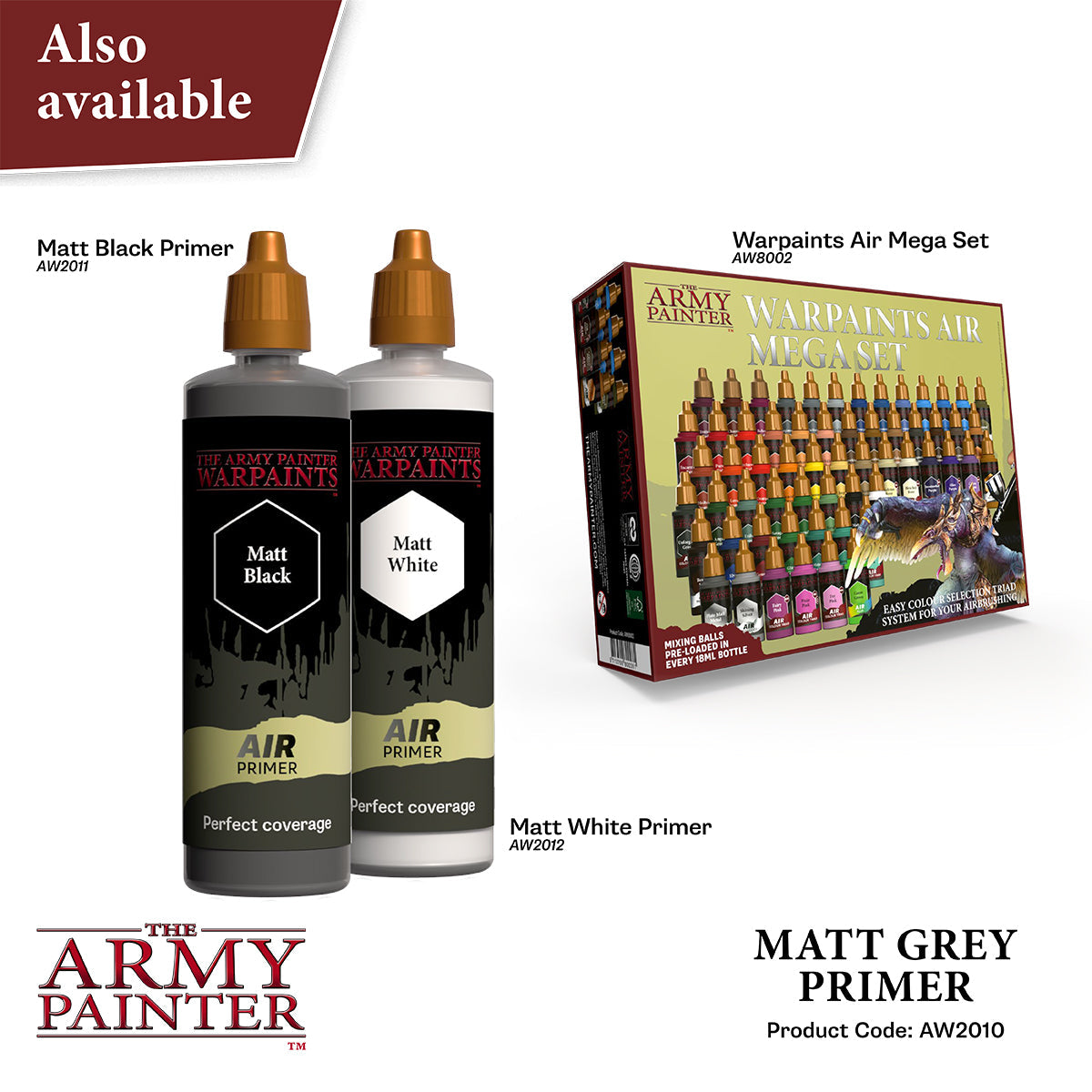 Warpaints Air Matt Grey Primer - 100ml Acrylic Paint for Miniatures & Models - Perfect for Warhammer, D&D, and Tabletop Gaming