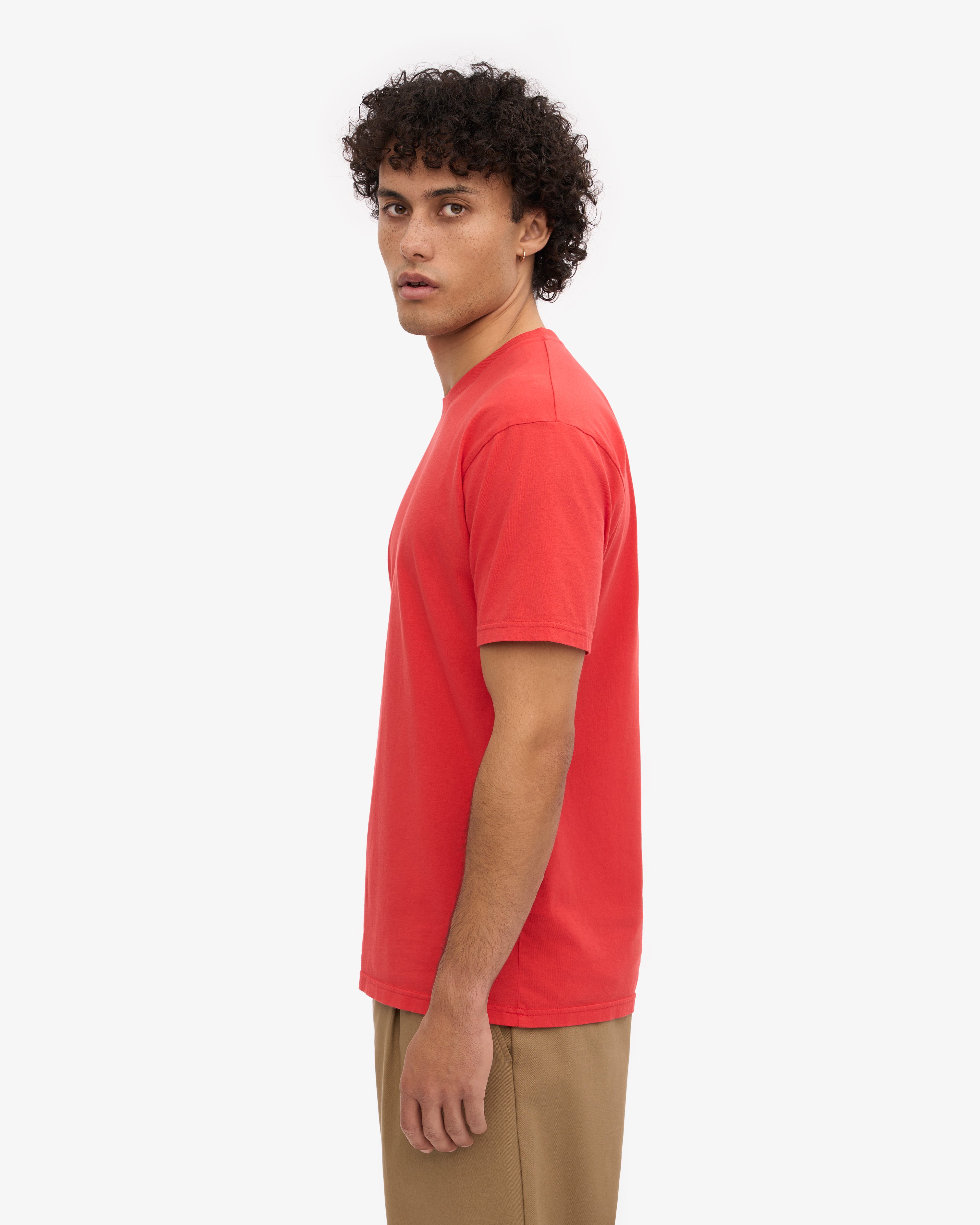 Classic Organic Cotton T-Shirt for Men & Women - Soft Red Tangerine Color - Eco-Friendly Casual Wear for Everyday Outfits & Summer Fashion
