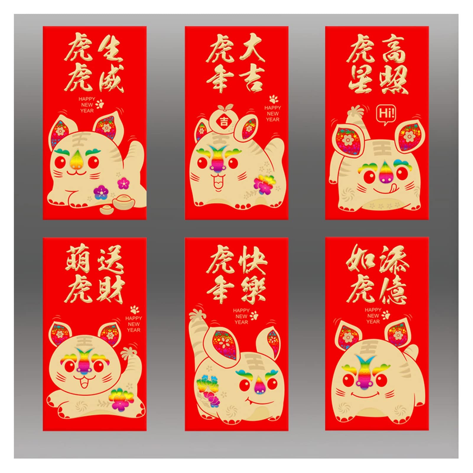 Lucky Red Envelopes for Chinese New Year of the Tiger - 6 Pack Festive Money Gift Pouches for Spring Festival, Birthday Celebrations, Kids & Teens Holiday Supplies | Perfect for Lunar New Year Gifts, Birthday Money, and Special Occasions
