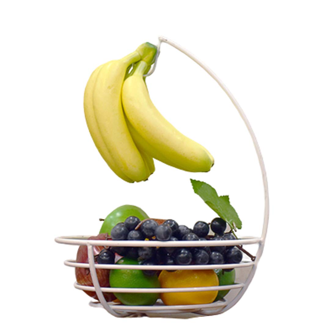 XMZFQ White Multi-Purpose Fruit Basket & Banana Hanger - Kitchen & Living Room Storage Organizer for Fruits, Vegetables, and Snacks | Perfect for Countertop, Pantry, and Dining Table Organization