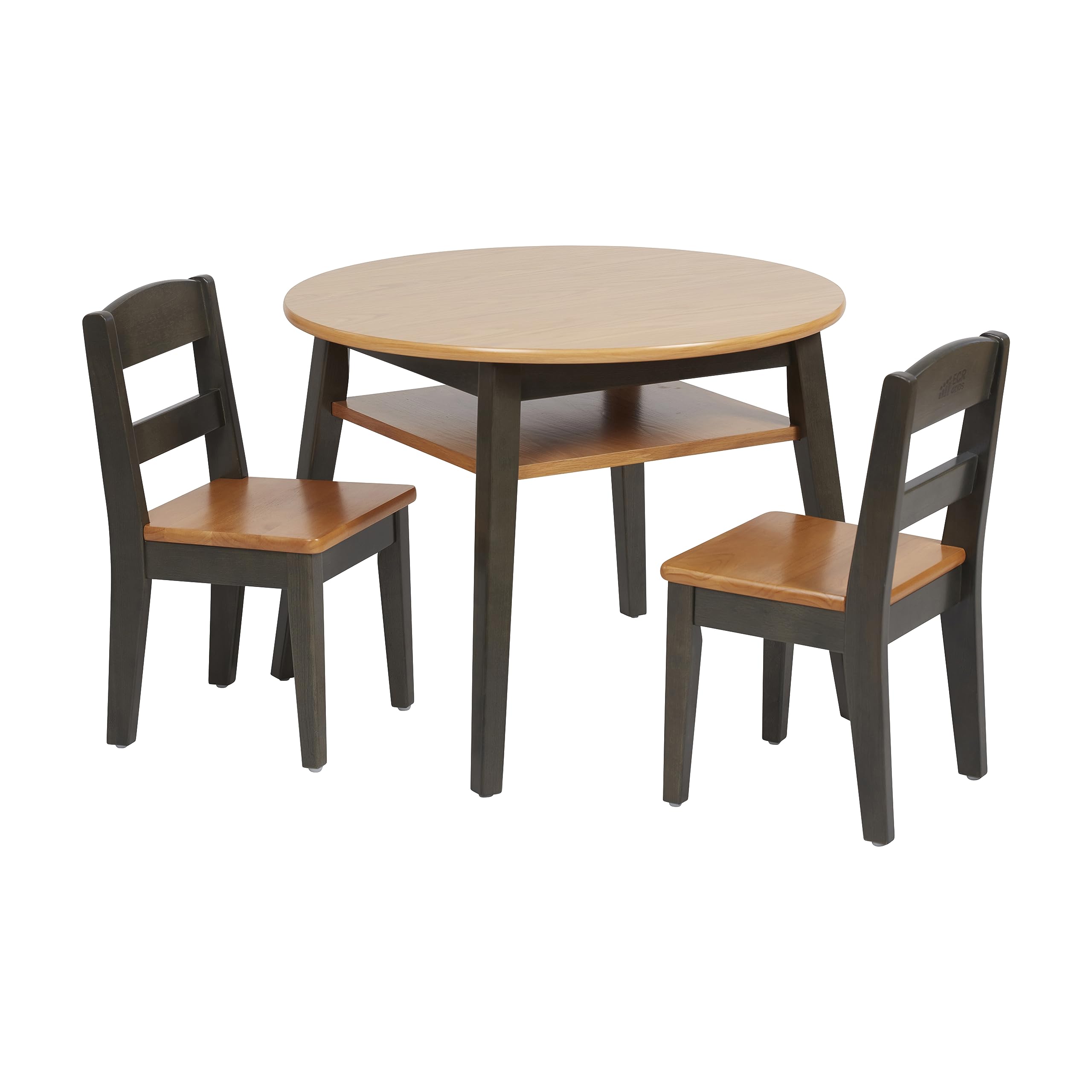 ECR4Kids Hideaway Table and Chair Set - 3-Piece Kids Furniture in Honey/Grey Wash - Perfect for Playrooms, Classrooms & Homeschooling