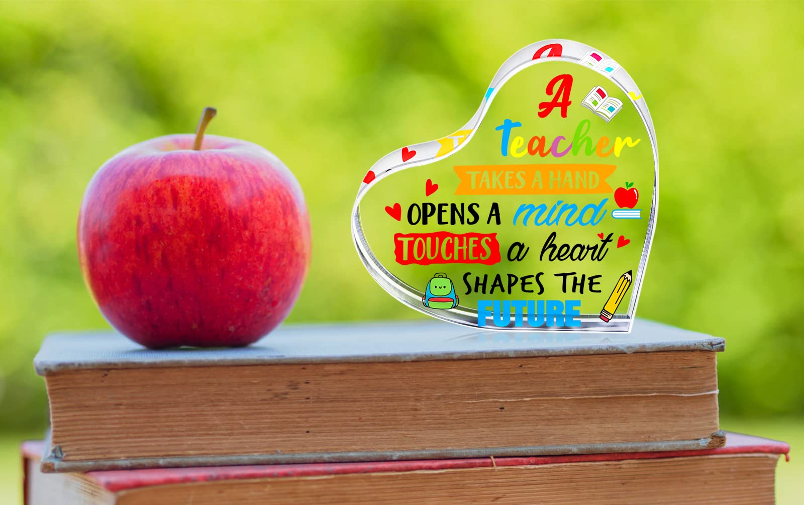 WaaHome Best Teacher Appreciation Gifts for Women - Heart Keepsake & Paperweight - Perfect for Graduation, End of Year, Thank You from Students - Ideal for Classroom, Office Desk & Special Occasions