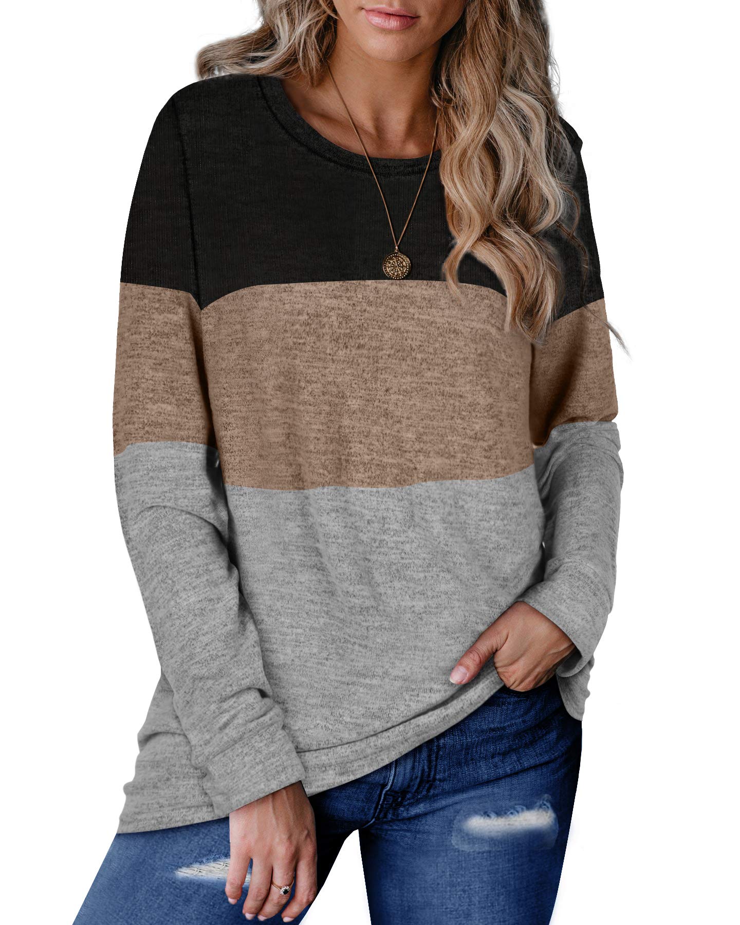 WEESO Women's V-Neck Color Block T-Shirts - Summer Fashion Casual Tops for Everyday Wear, Work & Outfits | Lightweight Breathable Tee Shirt