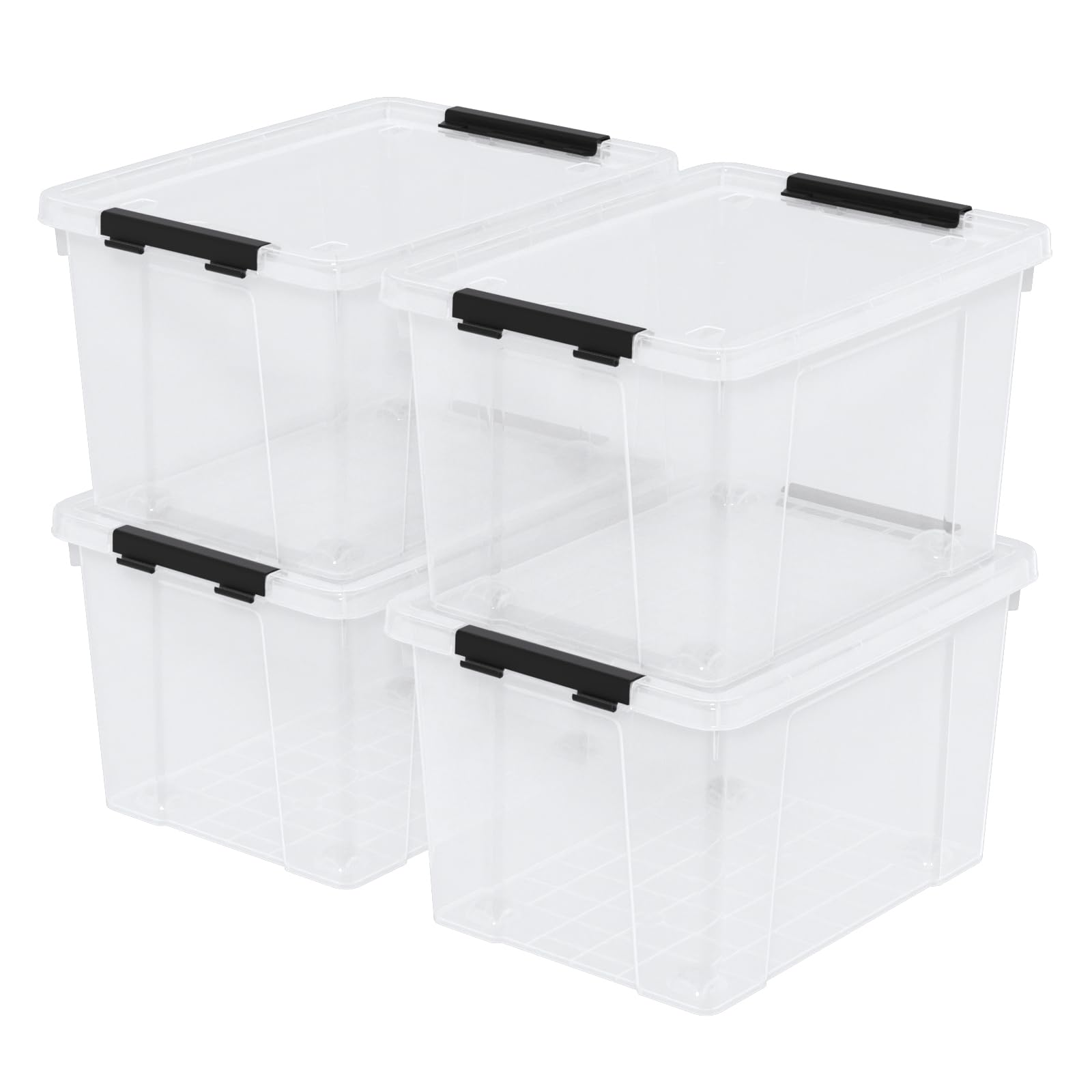 Zopnny 40 Quart Clear Latching Storage Box with Wheels - 4 Pack Plastic Storage Containers with Secure Lids for Home Organization, Garage, Office & Moving Supplies