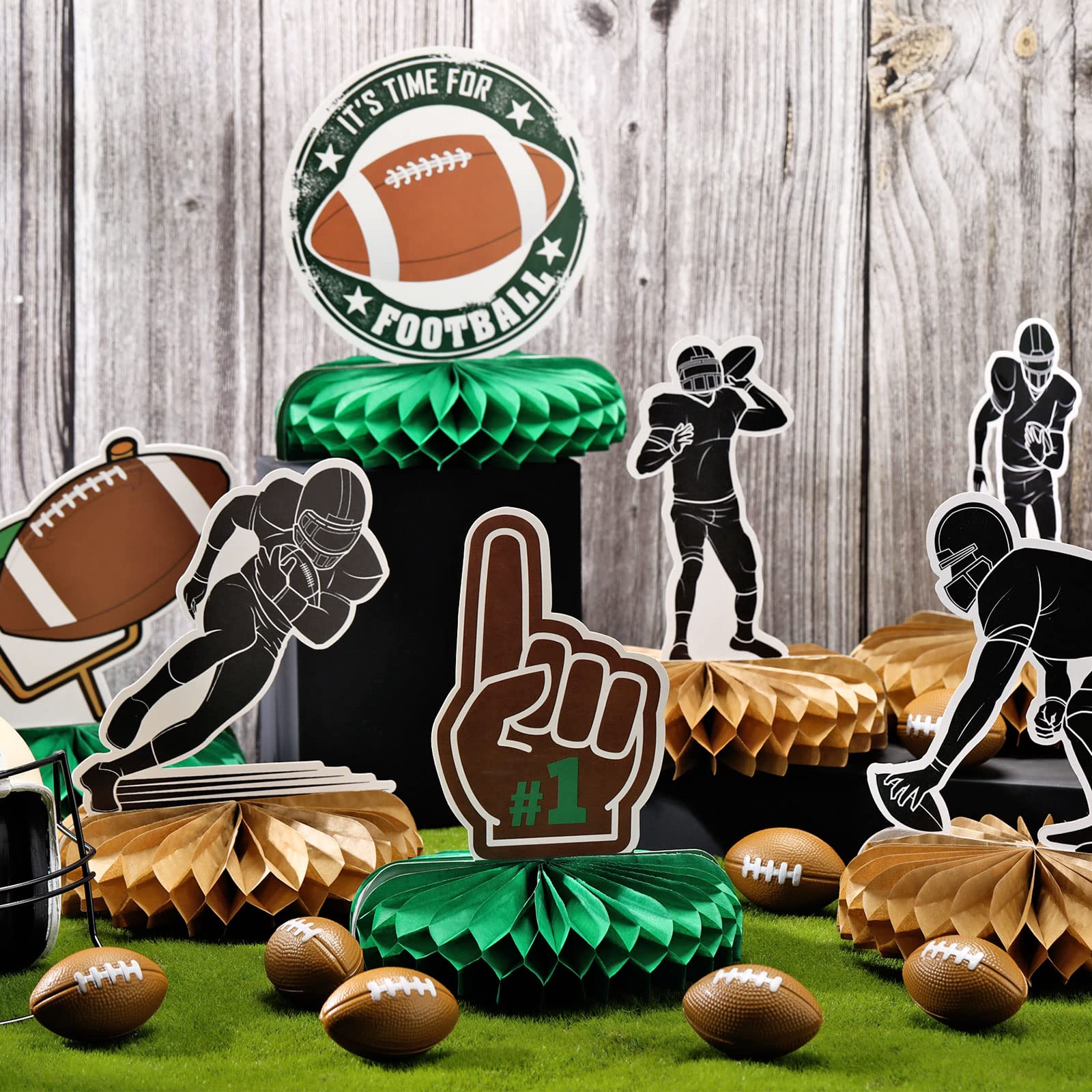 Tallew 9-Piece Football Party Decorations Set - 3D Honeycomb Centerpieces for Table Decor, Football Birthday Party Supplies | Perfect for Game Day Celebrations, Sports Themed Events & Tailgate Parties