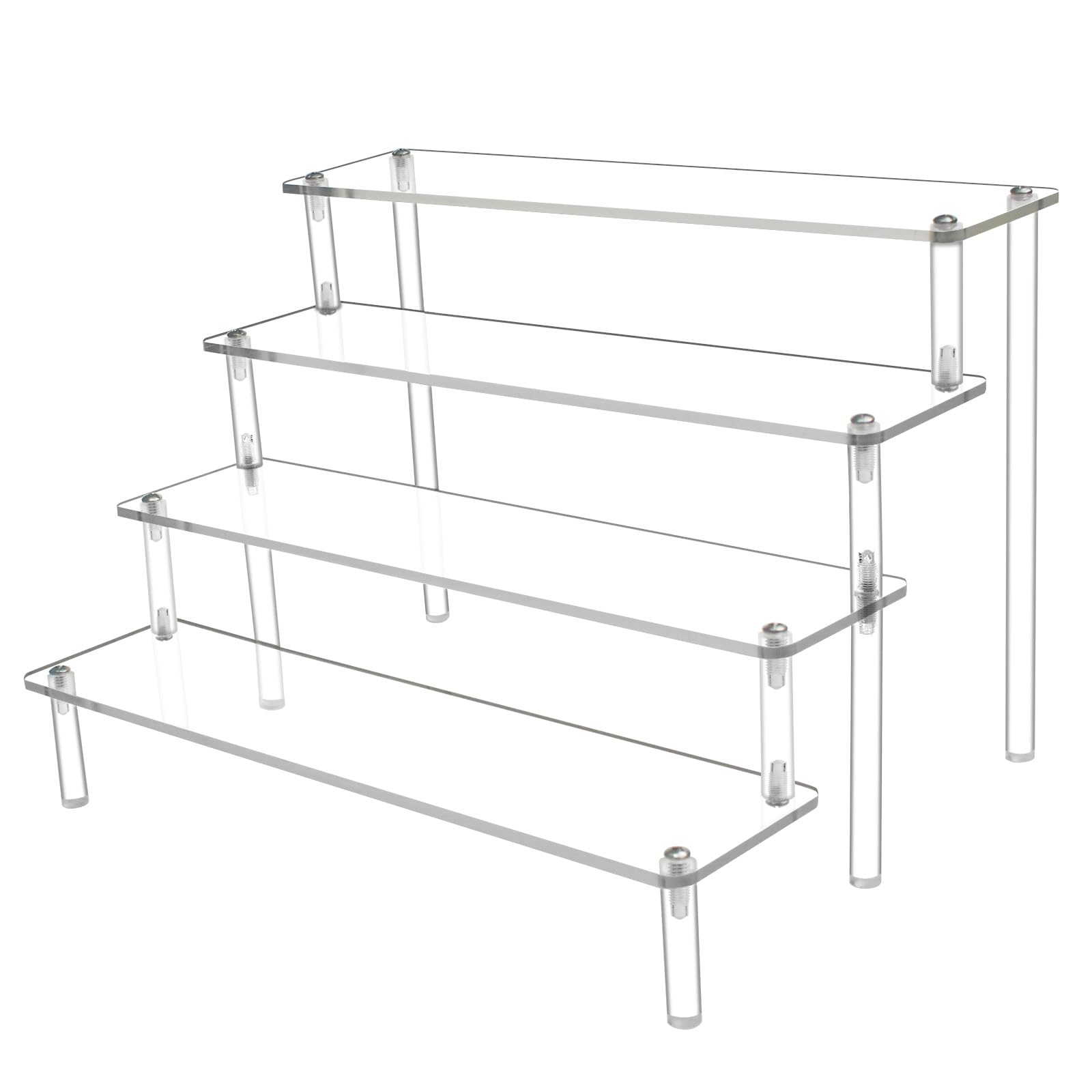 Wanateber 4-Tier Clear Acrylic Display Risers - Perfume Organizer Stand, Funko POP Figures & Cupcake Display - Versatile Shelf for Home Decor, Retail Stores & Office Organization