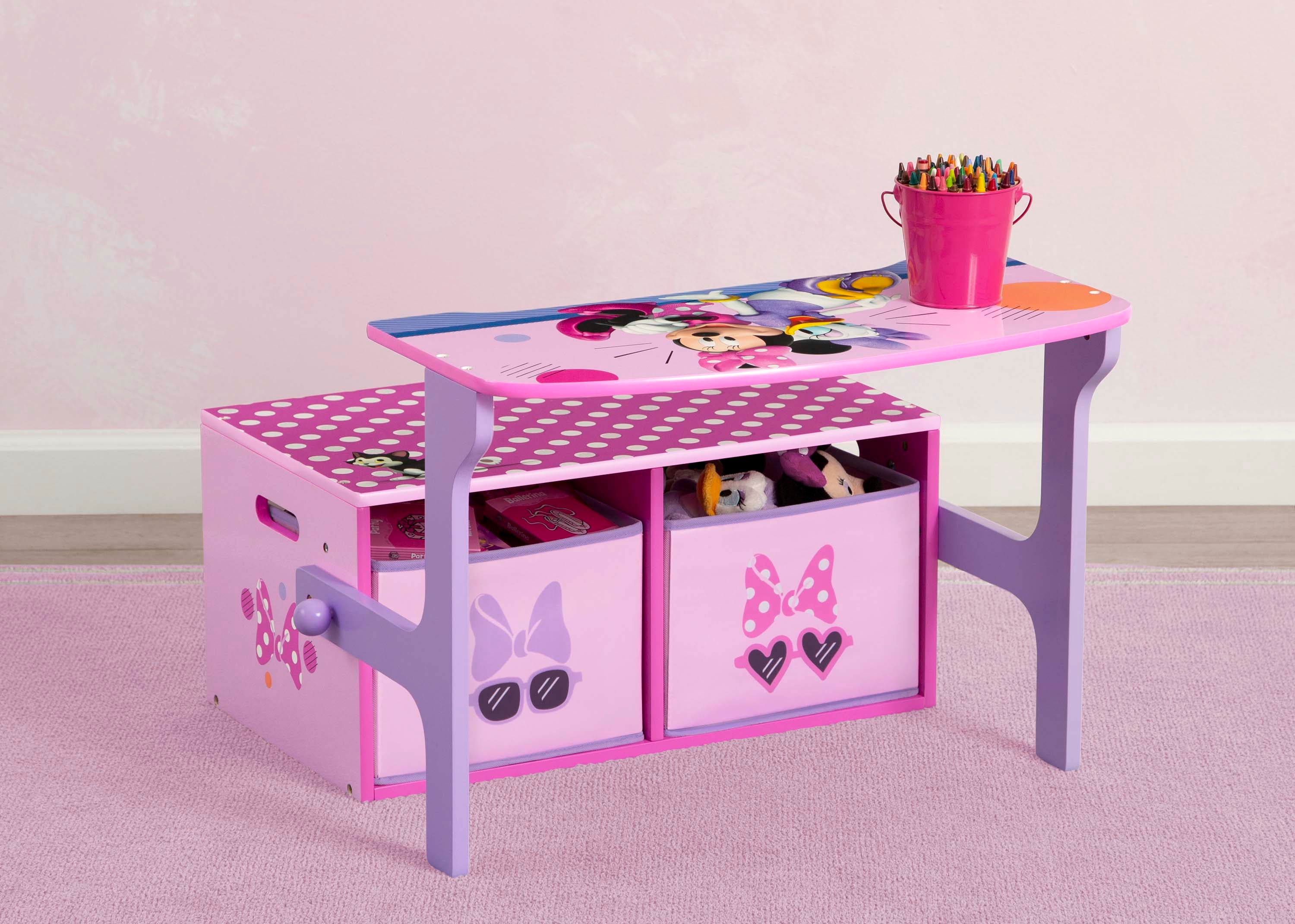 Minnie Mouse 2-in-1 Activity Bench and Desk for Kids - Convertible Play Table & Study Desk - Perfect for Playroom, Nursery, or Preschool Learning Activities