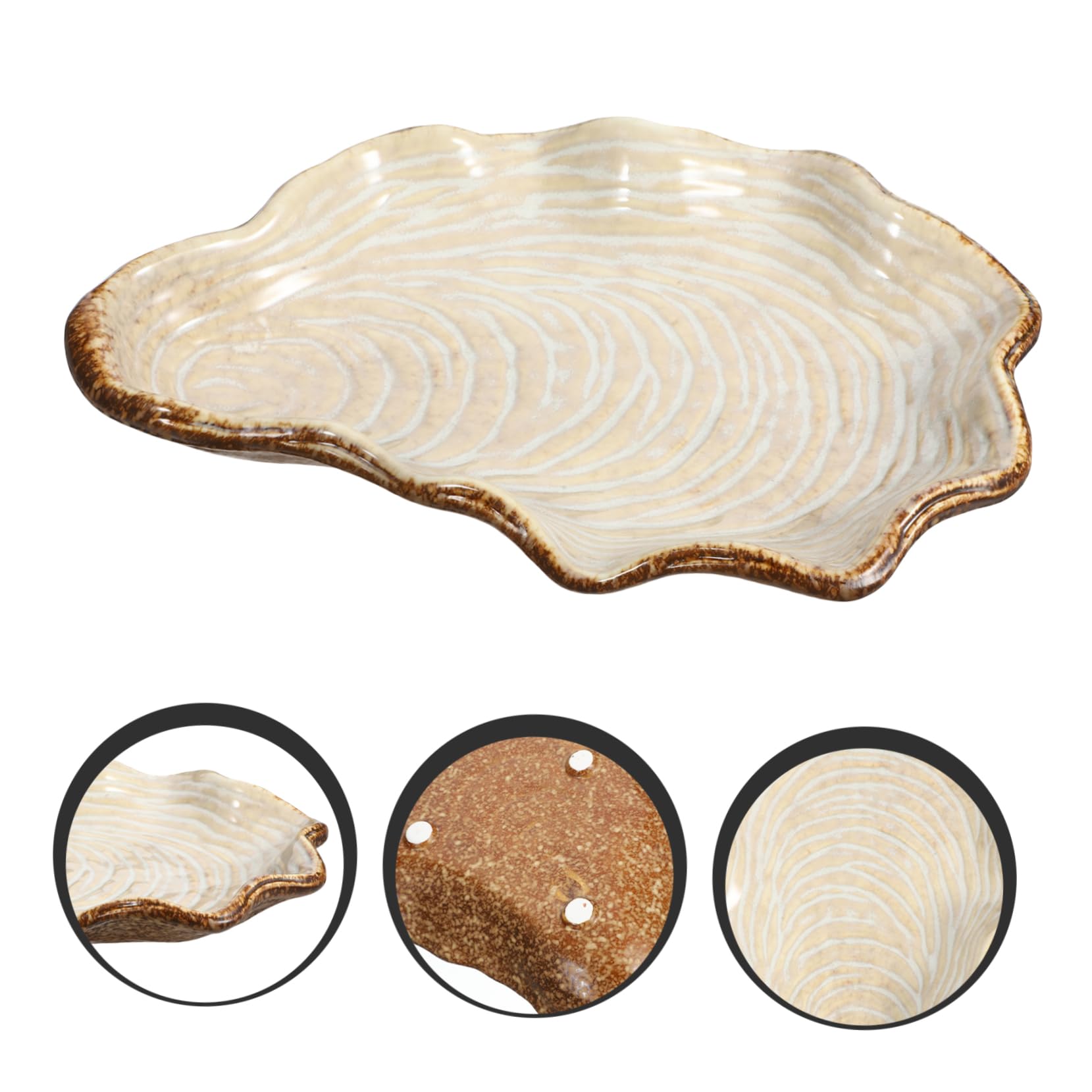 Operitacx Ceramic Shell-Shaped Candy Bowl - Decorative Japanese Style Tray for Candy, Cookies, Fruit, and Salad - Perfect for Home Decor, Party Serving, and Kitchen Use