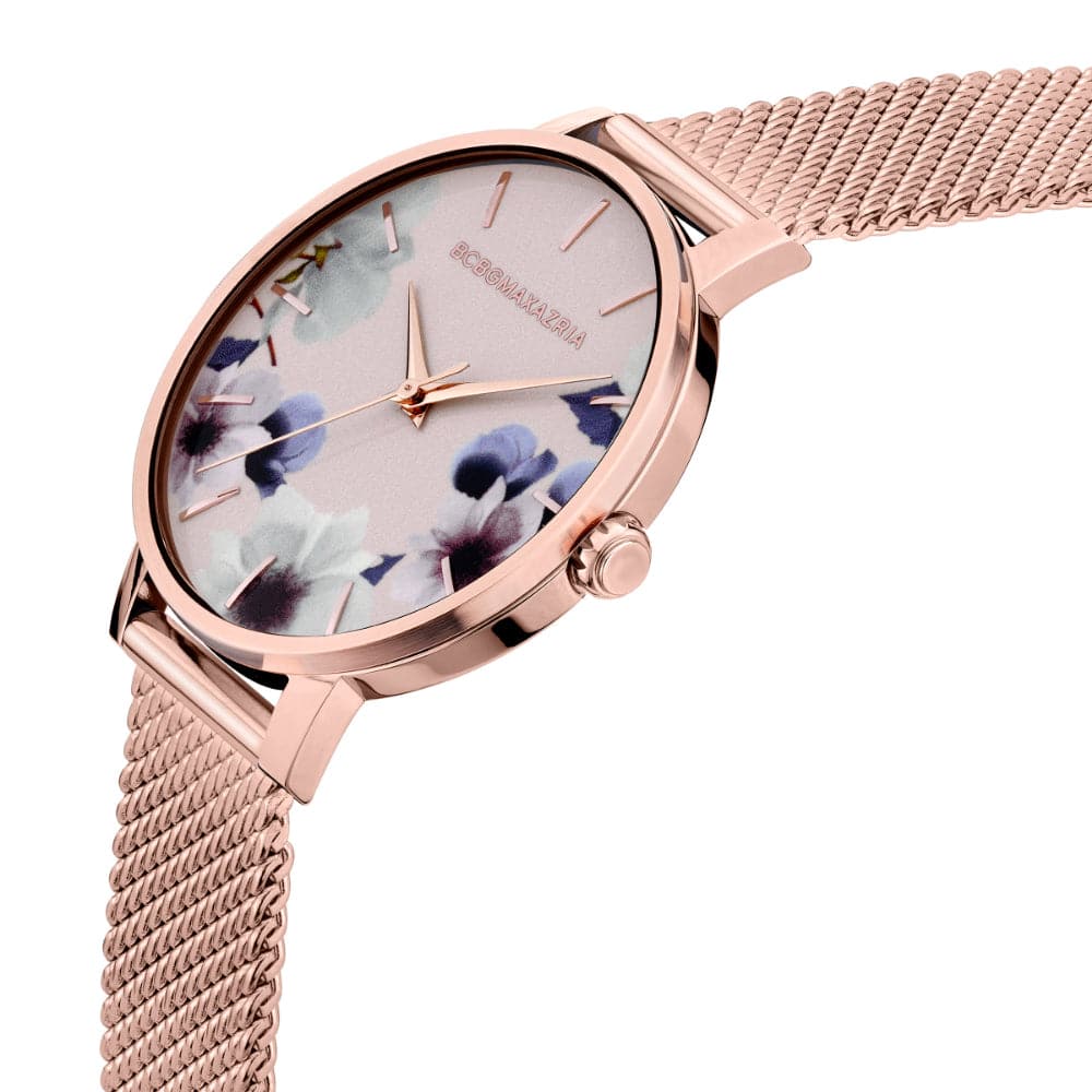 BCBGMAXAZRIA BAWLG2133203 Rose Gold Mesh Strap Women's Watch - Elegant & Stylish Timepiece for Everyday Wear, Office & Special Occasions