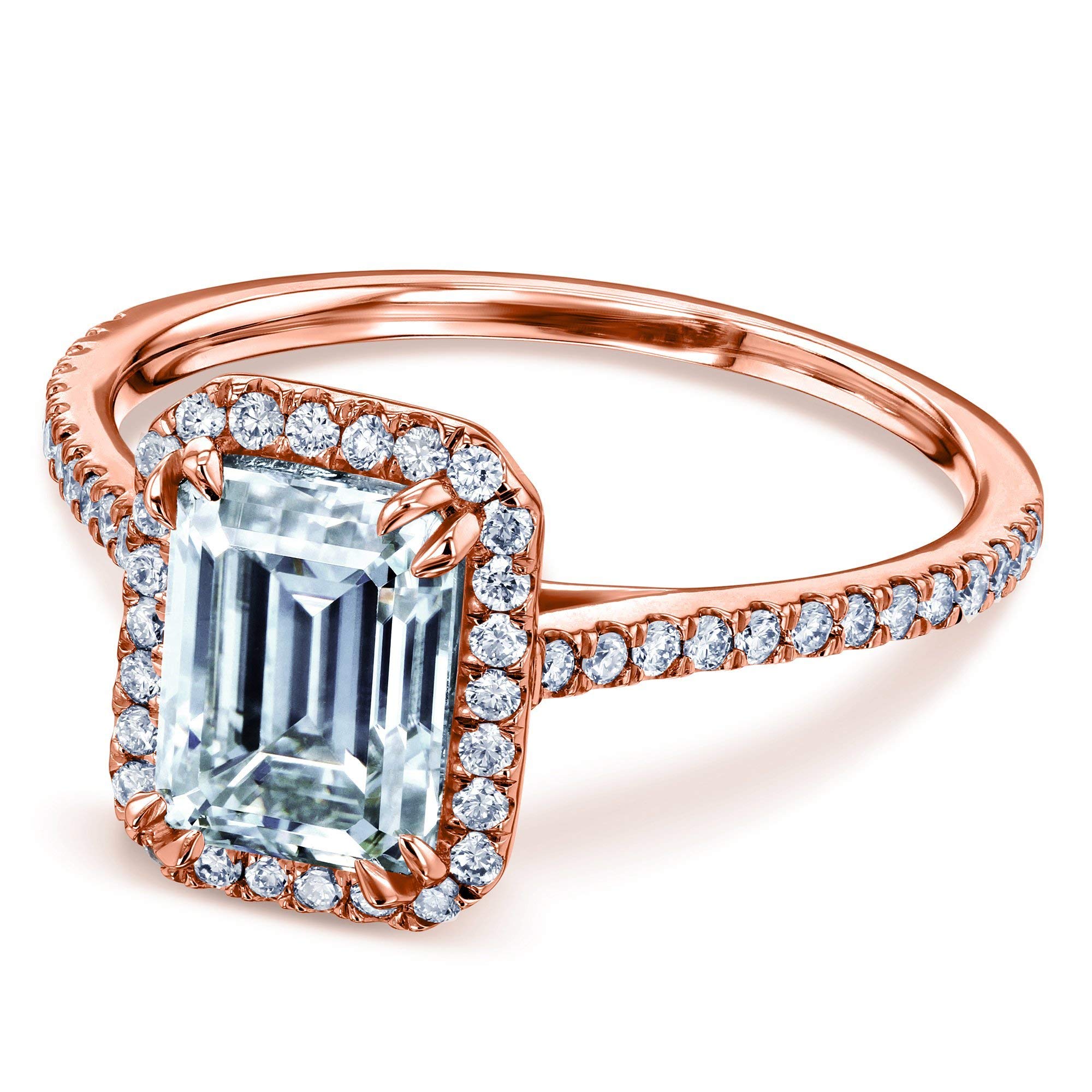 1.75ct Emerald Cut Moissanite & Lab Diamond Halo Engagement Ring for Women - Elegant Wedding, Anniversary, or Proposal Jewelry Gift