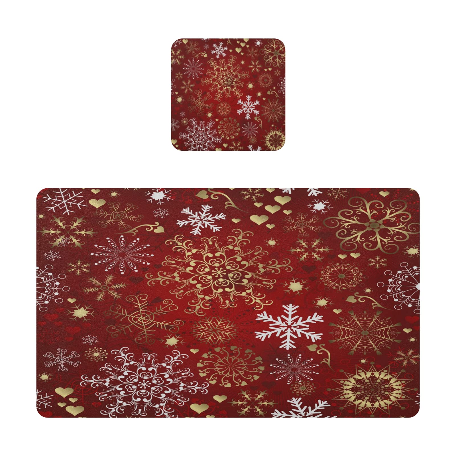 ALAZA Red Snowflake Merry Christmas Placemats Set of 4 - 12