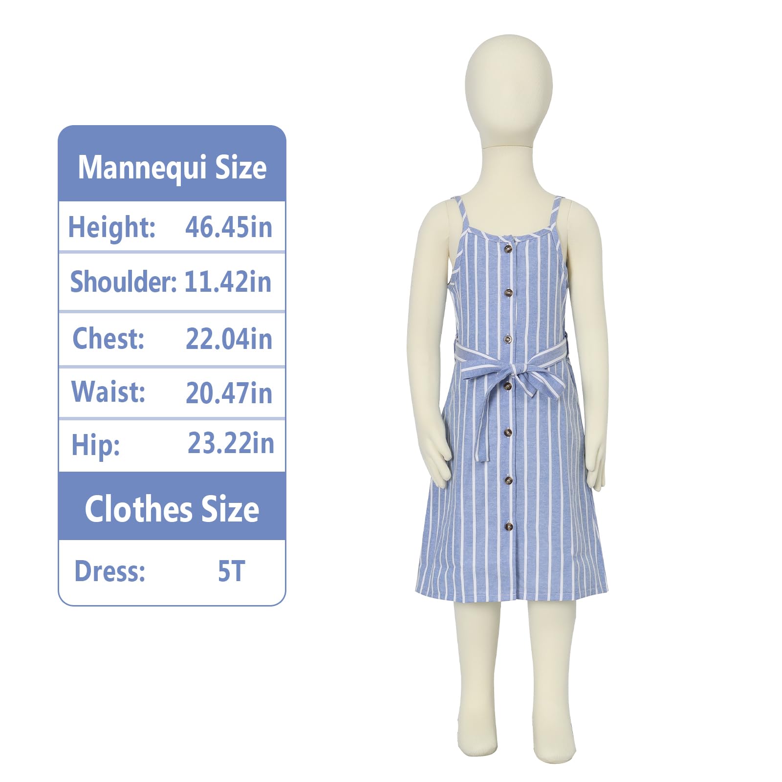 LittleSpring Girls Summer Casual Striped Spaghetti Strap Sun Dress - Toddler & Kids Fashion Outfit for Beach, Playdates & Outdoor Activities