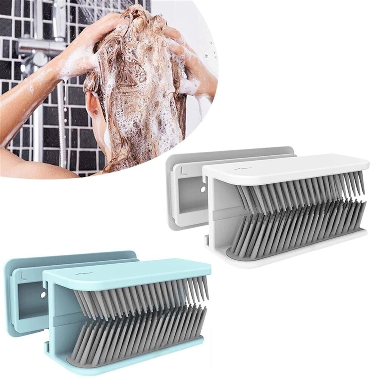 2 Pack Shower Drain Hair Catcher - Blue & White for Bathroom & Sink