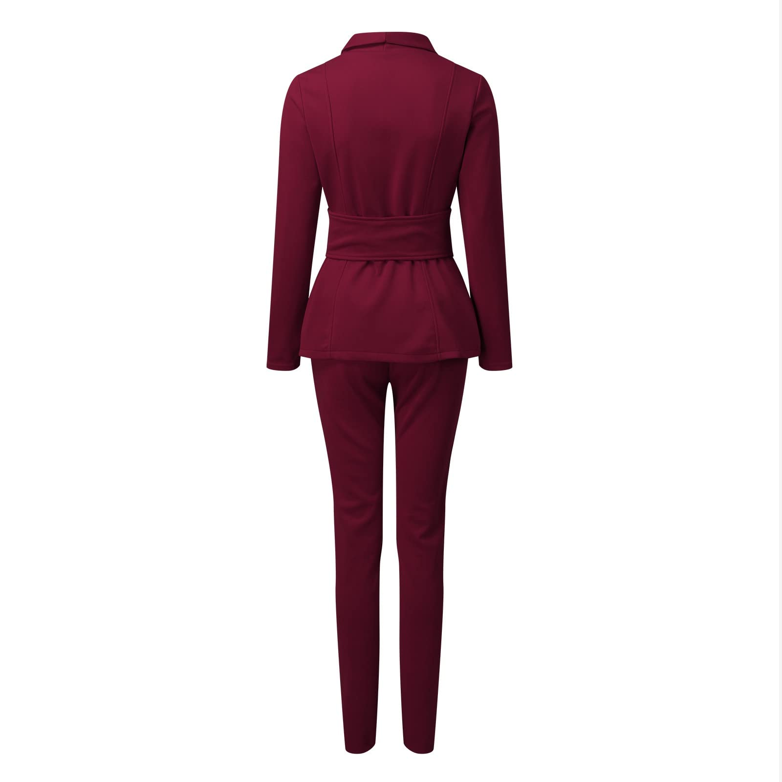 Elegant Women's Pant Suits for Wedding Guest, Office & Business - Slim Fit V-Neck Two Piece Professional Outfit Set (Red, Size M) | Perfect for Formal Events, Work Attire & Special Occasions