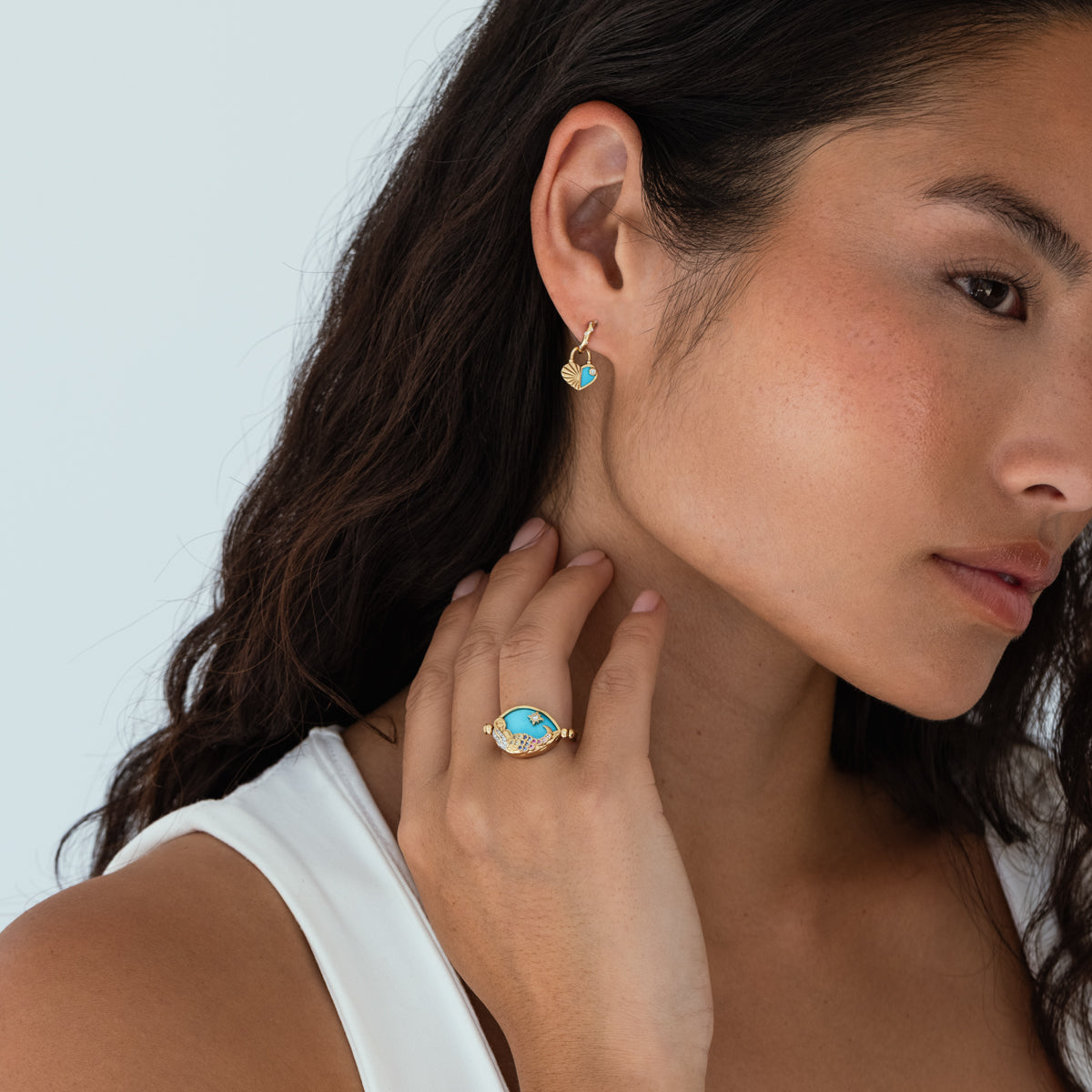Half Turquoise Heart Charm Pendant - Elegant Jewelry for Necklaces & Bracelets - Perfect for Gifts, Weddings & Everyday Wear