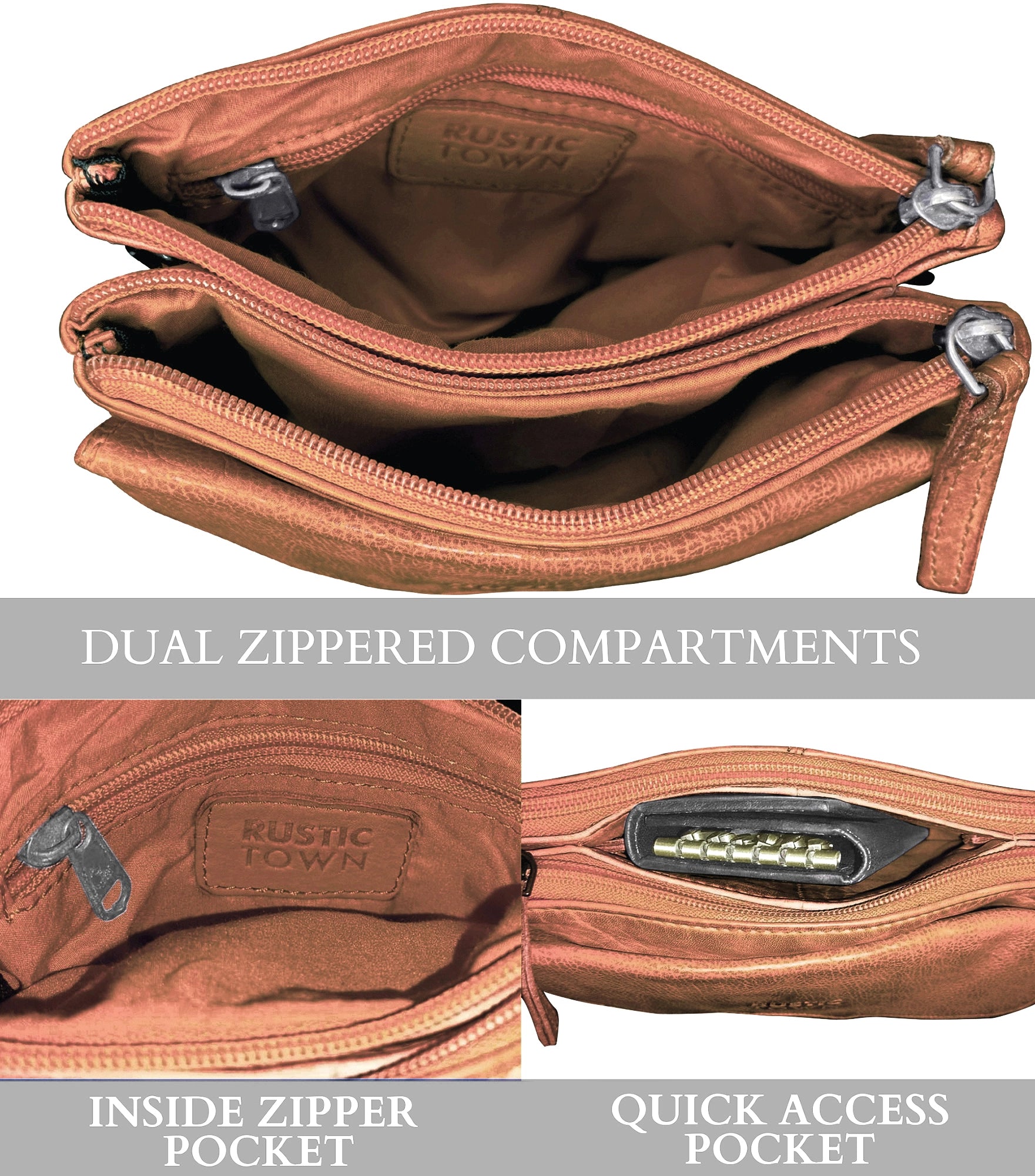 Premium Genuine Leather Sling Bag Wristlet Clutch Purse for Women - Cognac Brown Crossbody Handbag | Perfect for Travel, Shopping & Night Out
