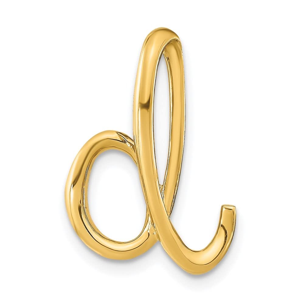 14K Yellow Gold Polished Alphabet Initial Slide Pendant Necklace for Women - Elegant Personalized Jewelry Gift for Birthday, Anniversary & Everyday Wear