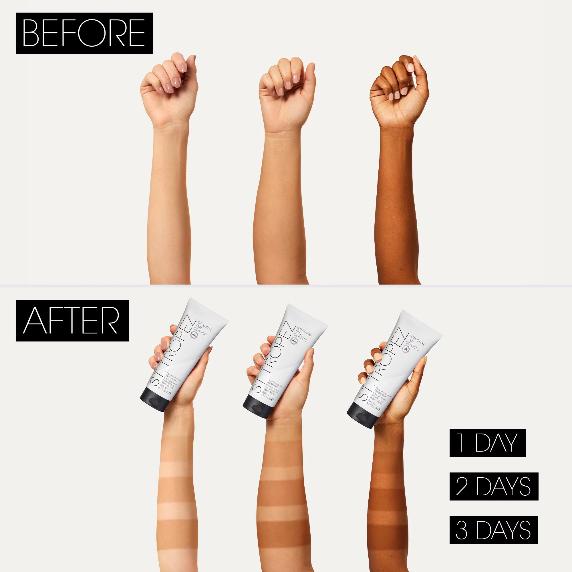 St. Tropez Gradual Tan Classic Daily Firming Lotion - Medium/Dark - Hydrating Self Tanner for Natural-Looking Sunless Tan - Perfect for Pre-Vacation Prep & Everyday Glow