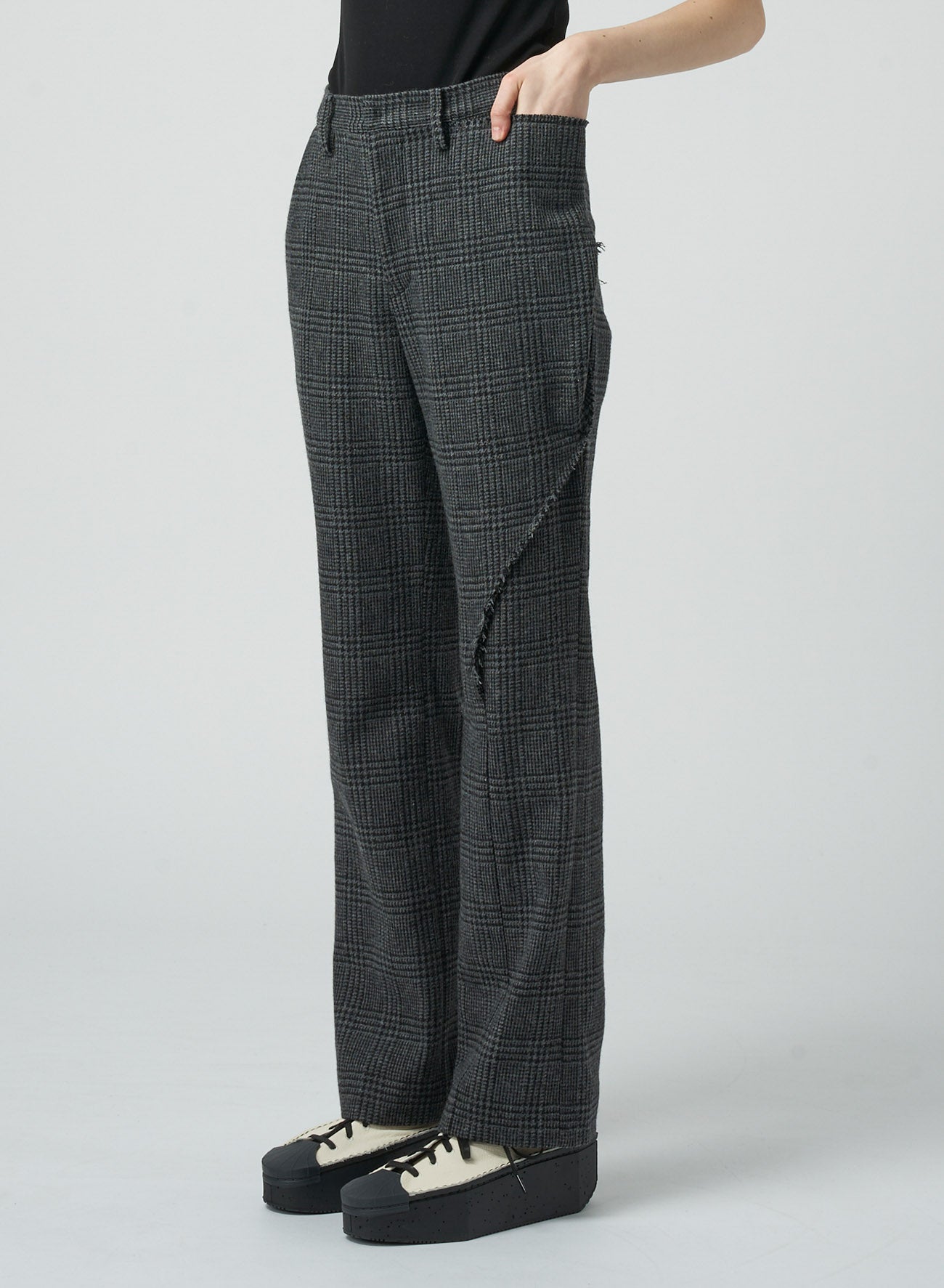 Stylish Check Left Front Tucked Pants for Women - Trendy High Waist Slim Fit Trousers for Office, Casual & Party Wear