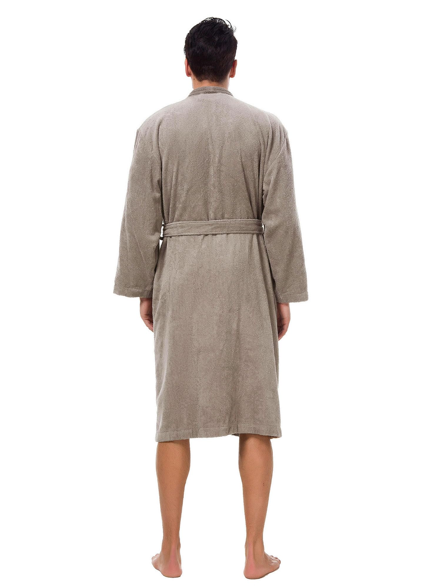 SIORO Men's Terry Cloth Kimono Bathrobe - Soft Cotton Calf-Length Spa Robe for Shower, Hot Tub & Hotel Use - Cozy Housecoat for Relaxation at Home