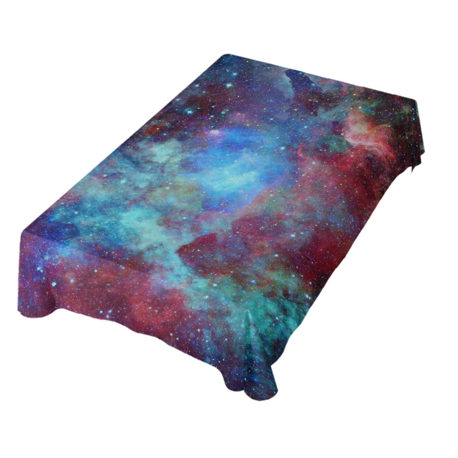 Colorful Nebula Universe Polyester Tablecloth 60x120 Inch - Rectangle Party Table Decor for Dining, Wedding, Birthday & Holiday Celebrations