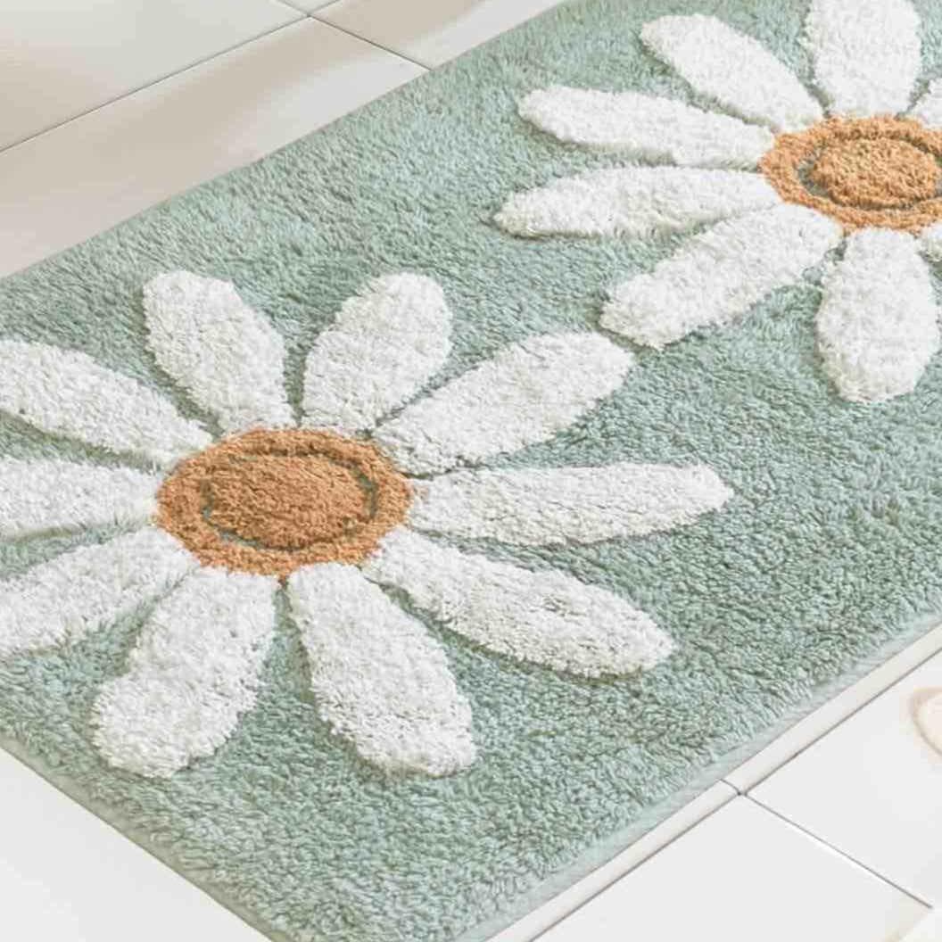 Premium Fluer Bath Mat - Soft, Absorbent & Non-Slip Teal Bathroom Rug for Bath, Shower & Vanity - Adds Luxury & Safety to Your Bathroom Decor