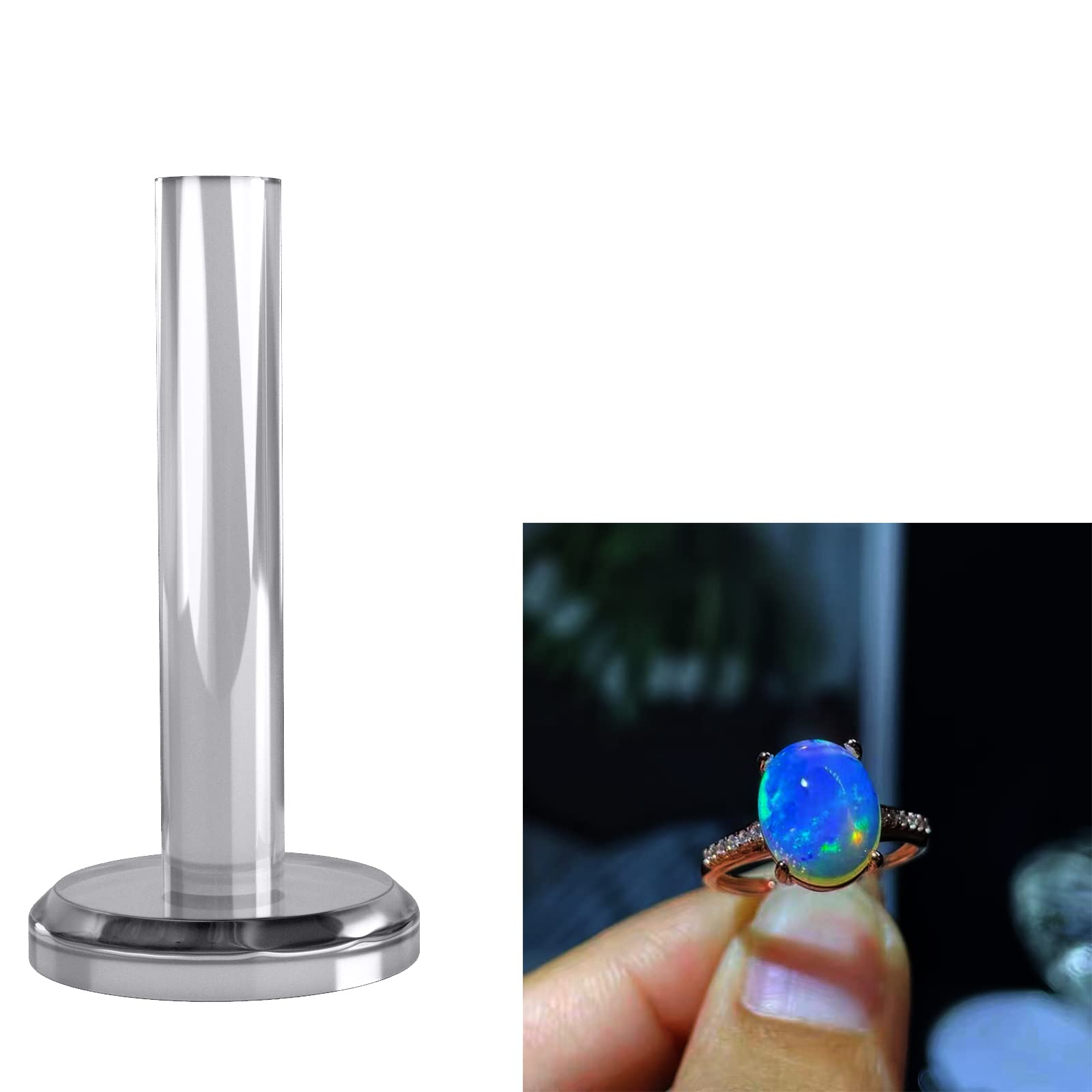 2 Pack Crystal Clear Acrylic Ring Holder Jewelry Stand - Elegant Ring Organizer for Wedding Bands, Engagement Rings & Jewelry Display - Perfect for Dresser Top, Vanity Decor, Jewelry Store Showcase & Gift Packaging
