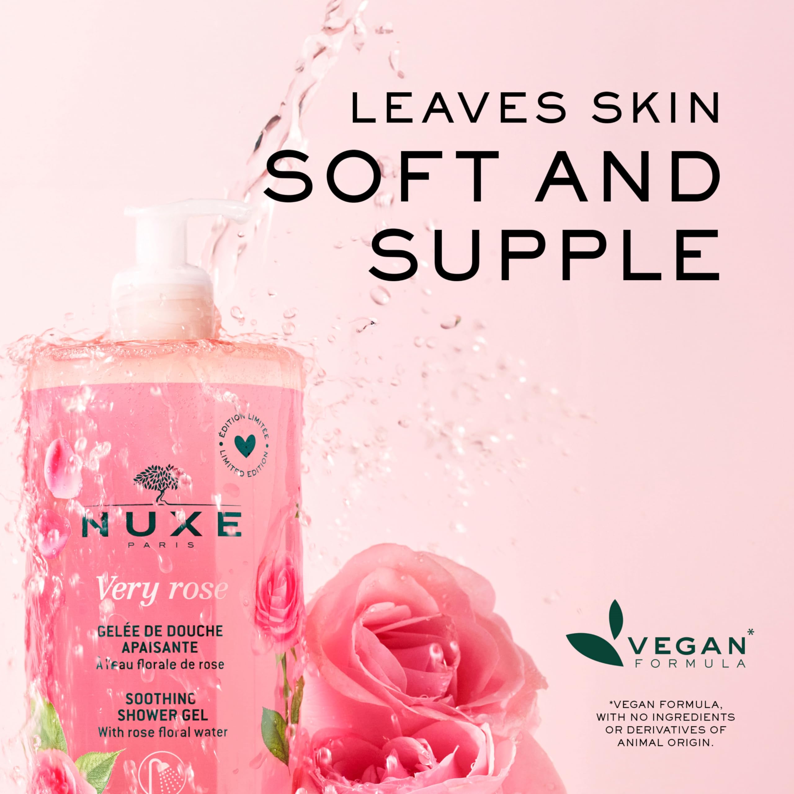 Nuxe Very Rose Soothing Shower Gel 750ml - Hydrating & Calming for Sensitive Skin - Perfect for Daily Use & Relaxing Bath Time