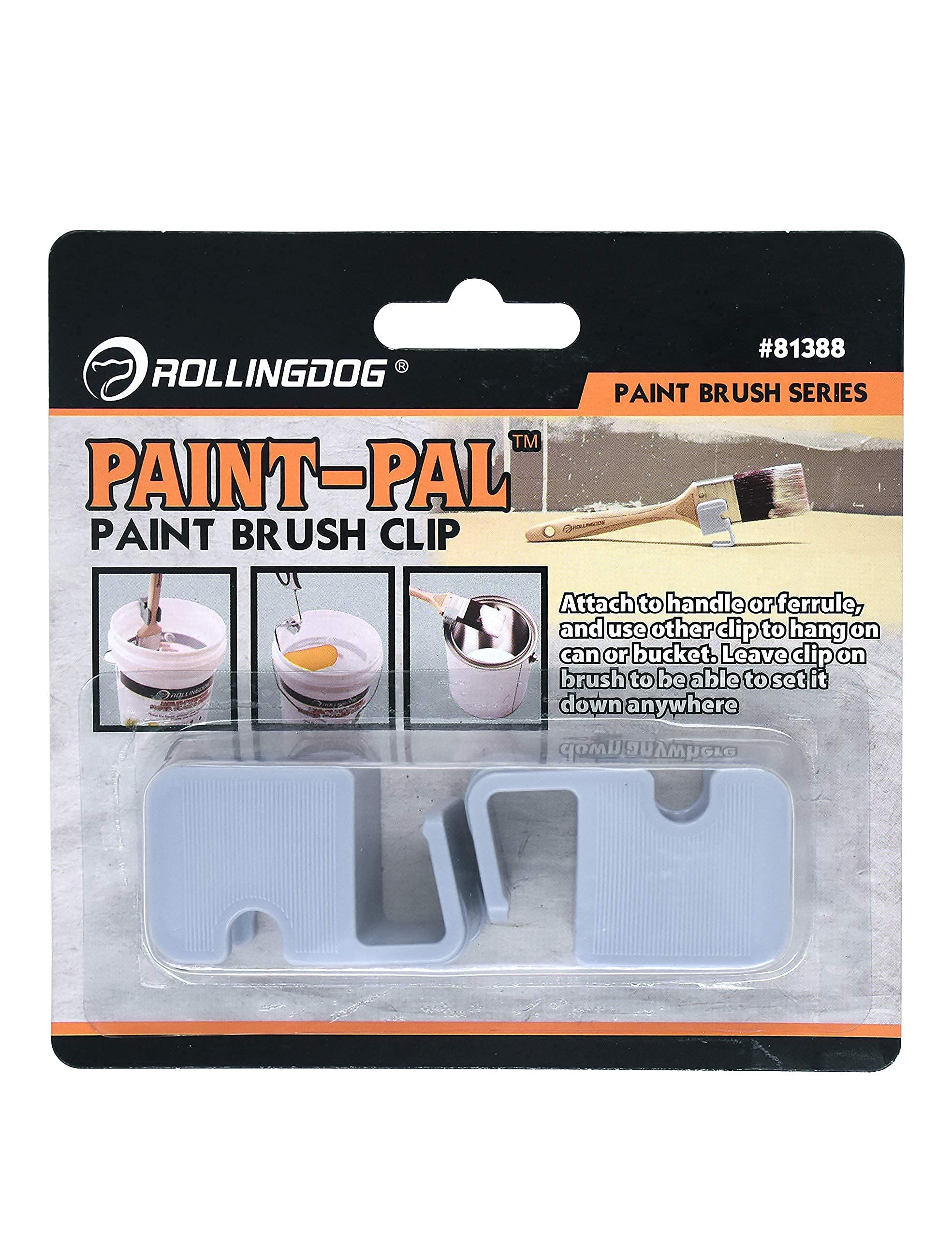 ROLLINGDOG 2 Inch Cutting-in Paint Brush with Short Handle & Flexible Clips - Professional Artist & Contractor Tool for Wall Trimming, Detail Work - Keep Brushes Clean & Organized at Job Sites, Home DIY Projects