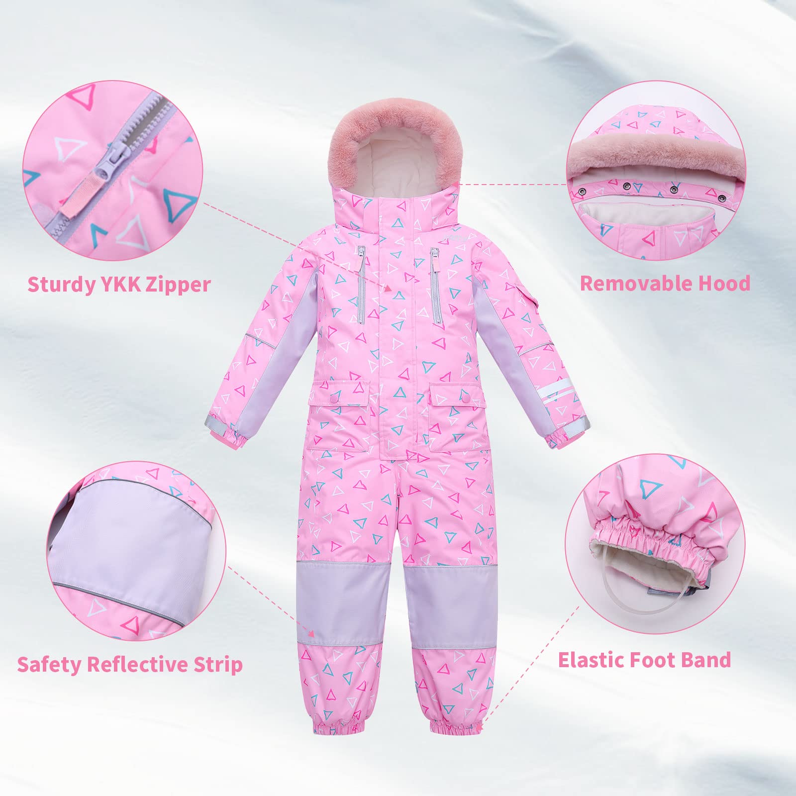 Yueta Baby Snowsuit - Waterproof One-Piece Snow Pants Overalls for Kids, Winter Ski Suit Jacket Jumpsuit - Perfect for Snow Play, Skiing & Outdoor Winter Activities