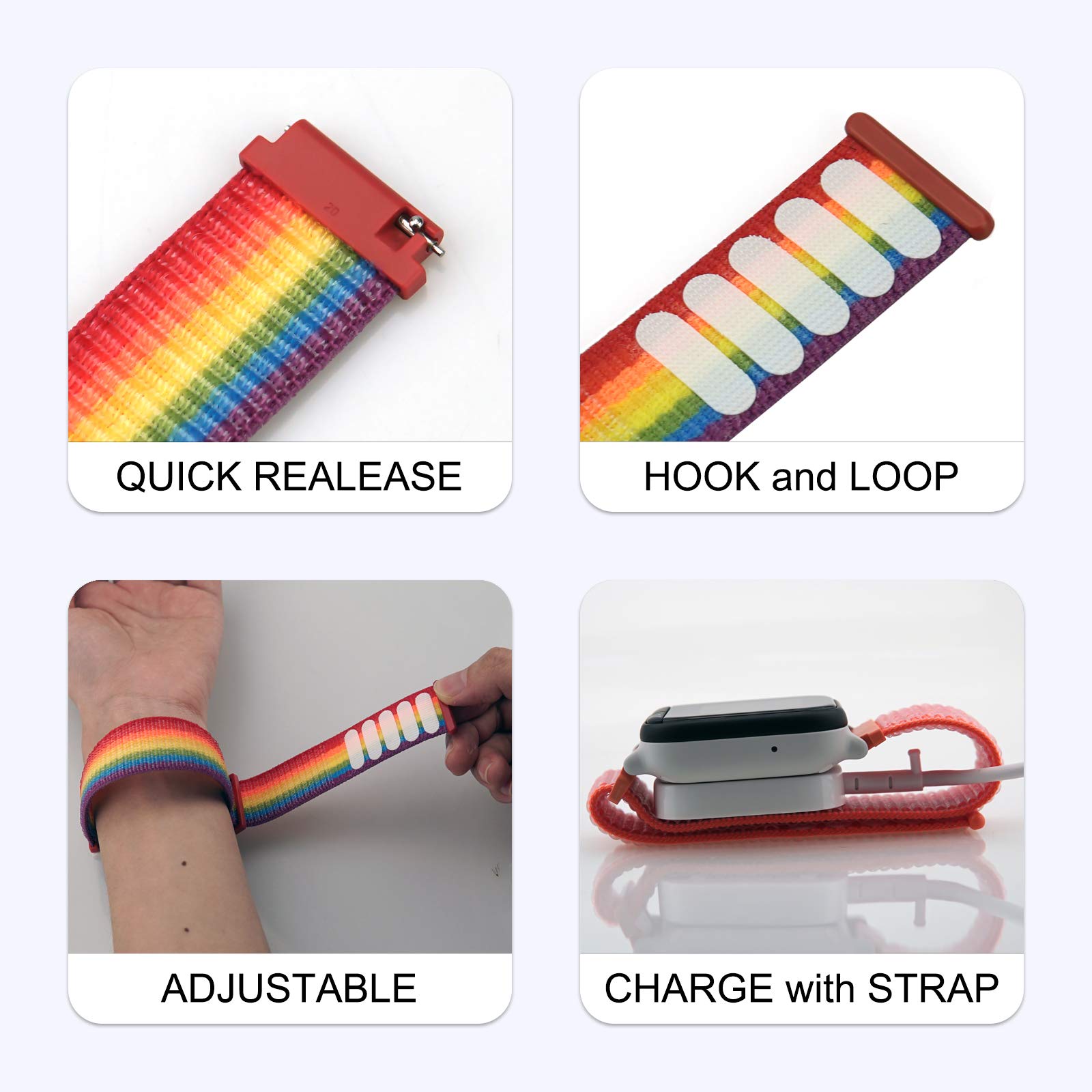 Durable Nylon Hook & Loop Strap with Quick Release Pins - 20mm Sport Watch Band Compatible with Gizmo Watch 2/1 - Perfect for Kids' Active Play, Sports & Outdoor Adventures