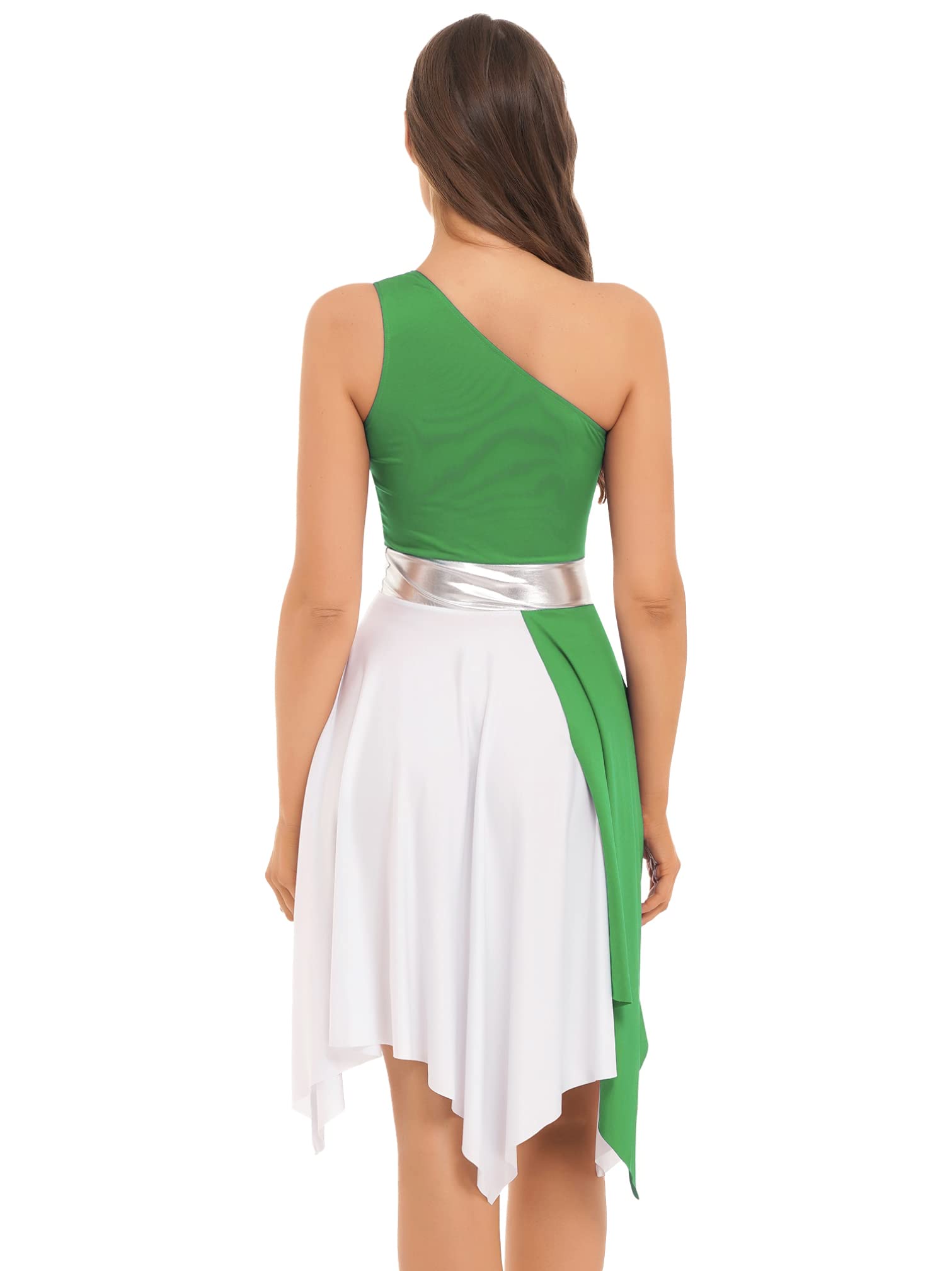 iiniim Women's Sleeveless Color Block Worship Dance Dress - Lyrical Praise Dance Costume with Irregular Hem for Church Performances & Christian Events
