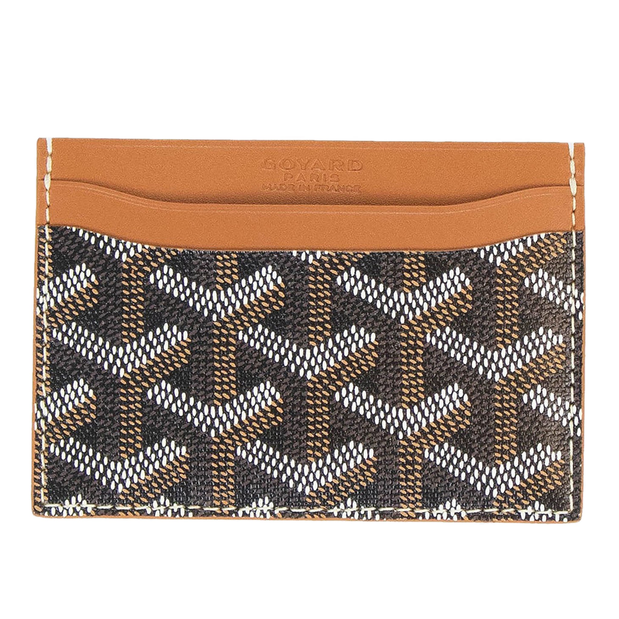 Goyard Saint Sulpice Black & Tan Leather Card Holder - Slim RFID Blocking Wallet for Men & Women | Perfect for Travel, Business & Everyday Use